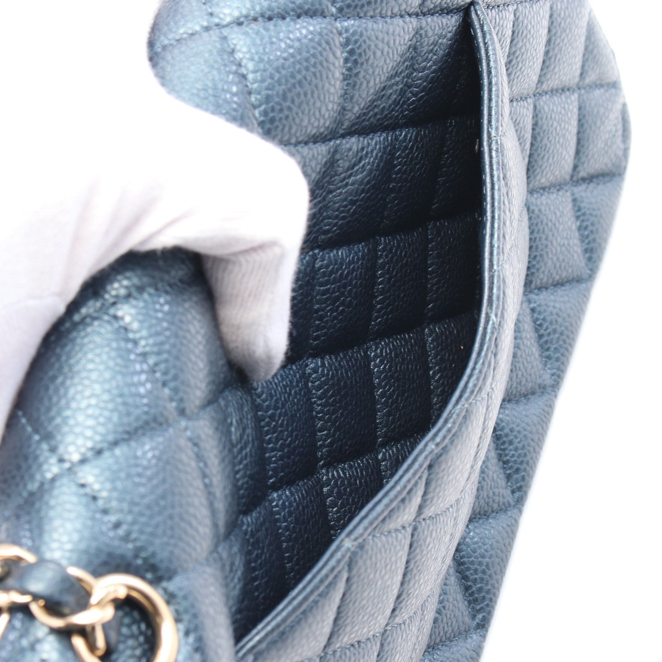 Chanel Chanel Matelasse Double Flap Chain Shoulder Bag Caviar Skin Dark Blue Gold Hardware Size ONE SIZE - 6 Thumbnail