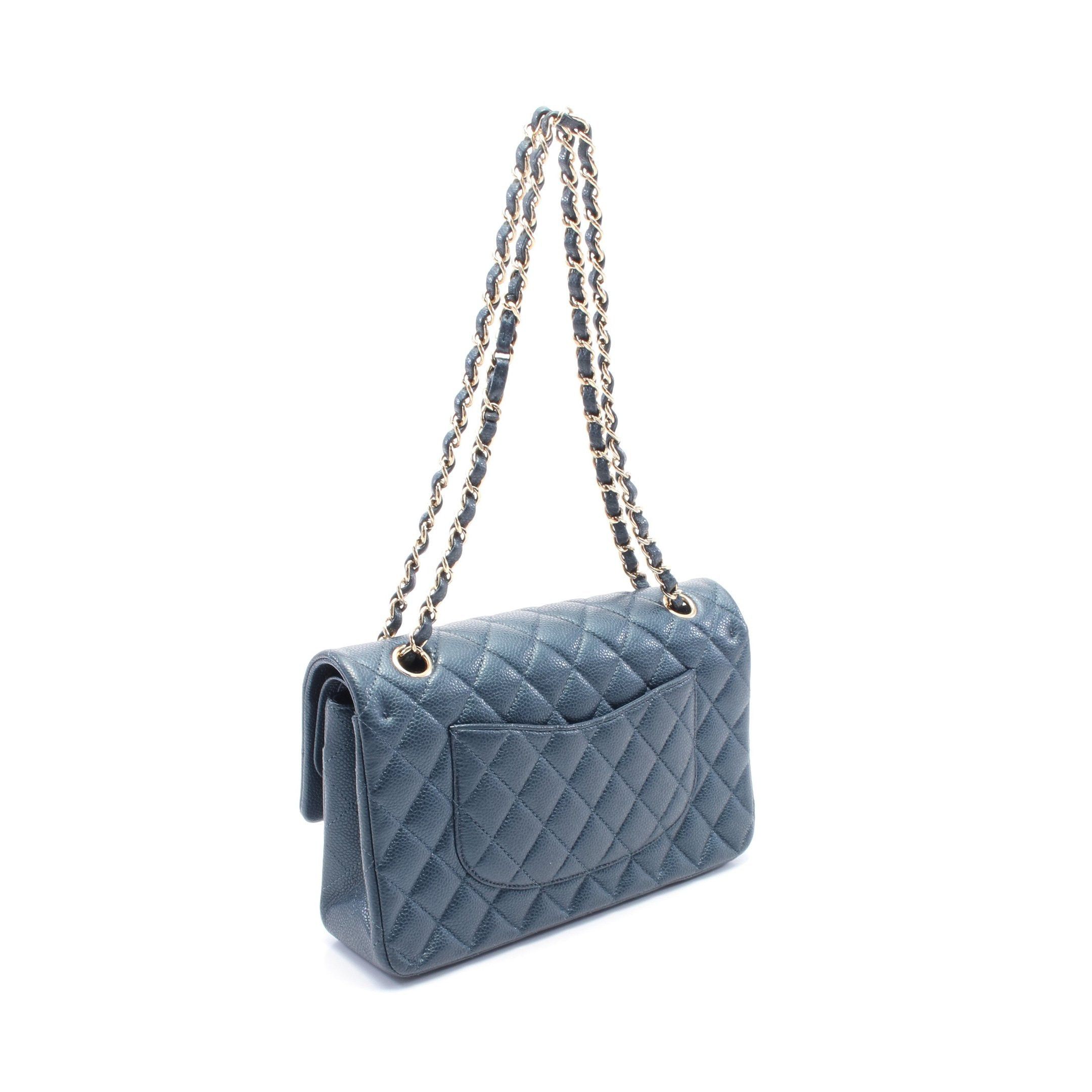Chanel Chanel Matelasse Double Flap Chain Shoulder Bag Caviar Skin Dark Blue Gold Hardware Size ONE SIZE - 2 Thumbnail