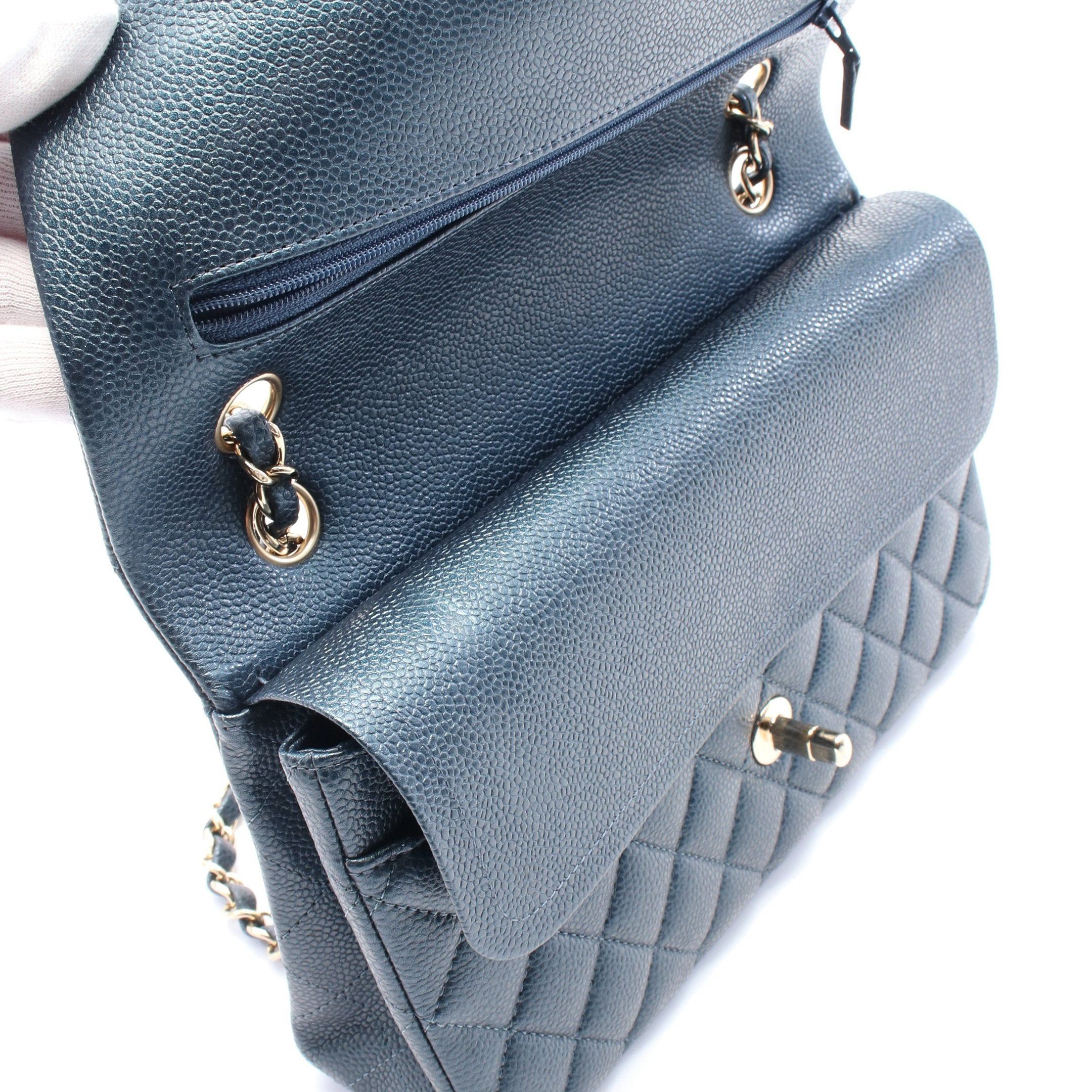 Chanel Chanel Matelasse Double Flap Chain Shoulder Bag Caviar Skin Dark Blue Gold Hardware Size ONE SIZE - 7 Thumbnail