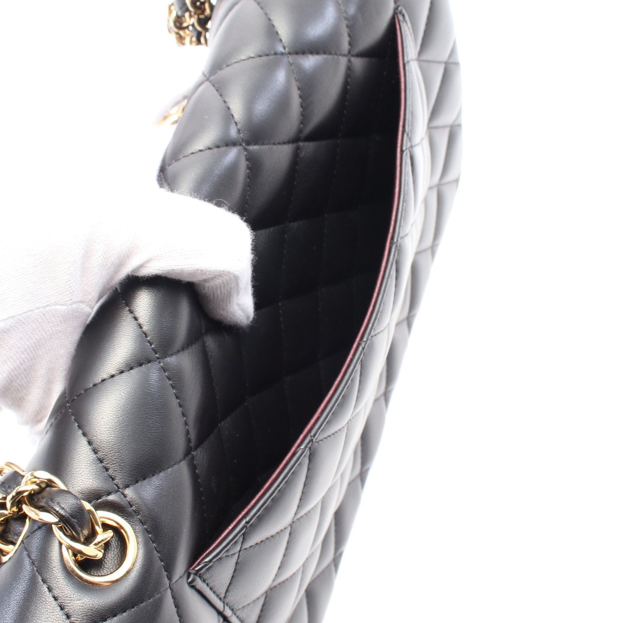 Chanel Chanel Decamatlassé 30 Classic Large Double Flap Chain Shoulder Bag Lambskin Black Gold Hardware Size ONE SIZE - 6 Thumbnail