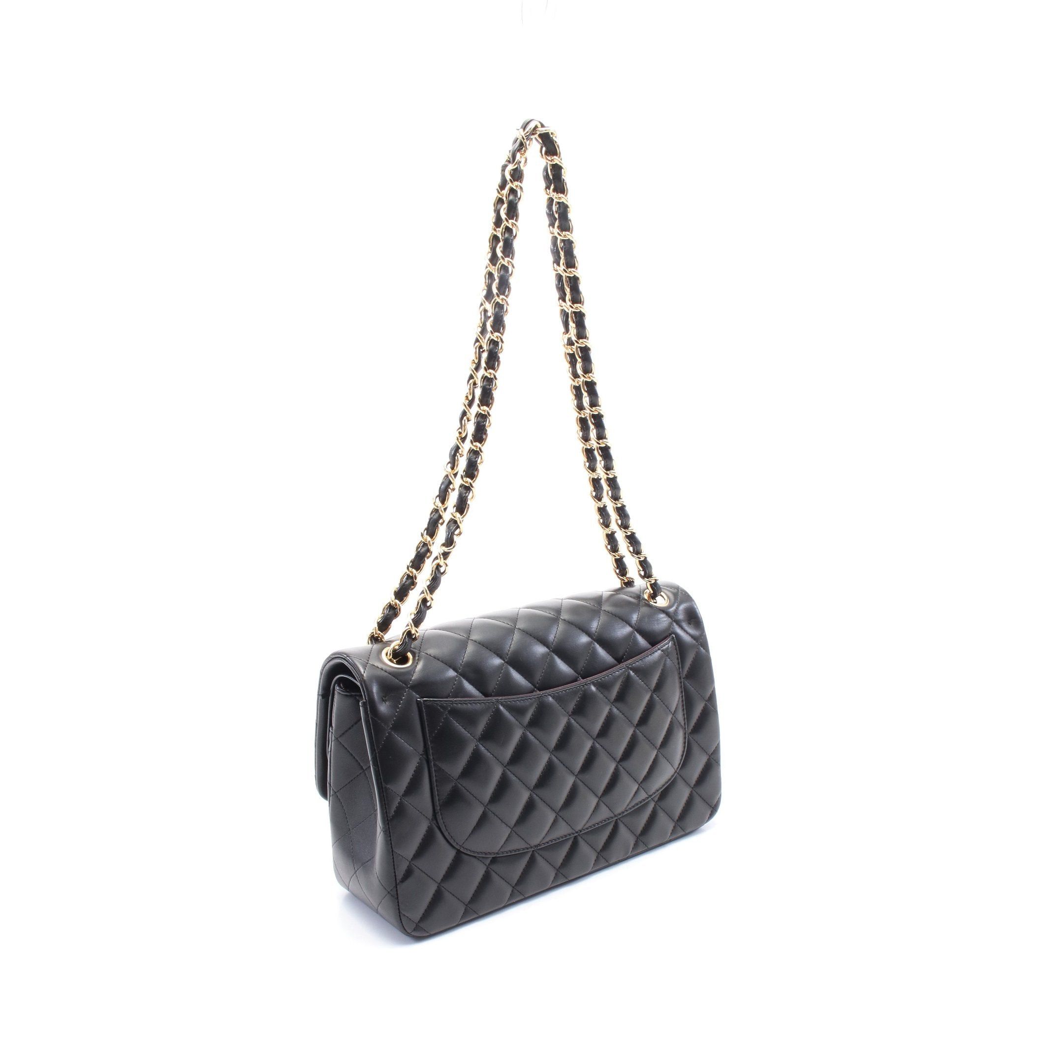 Chanel Chanel Decamatlassé 30 Classic Large Double Flap Chain Shoulder Bag Lambskin Black Gold Hardware Size ONE SIZE - 2 Thumbnail