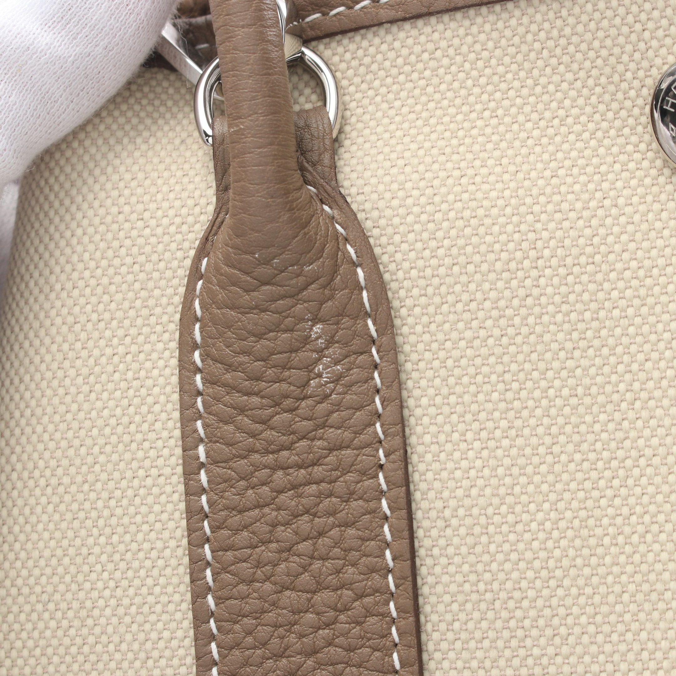 Hermes Hermes Garden File Pm Etoupe Betton Handbag Tote Bag Toile Military Negonda Leather Ivory Gray Brown Silver Hardware Z Stamp Size ONE SIZE - 7 Thumbnail