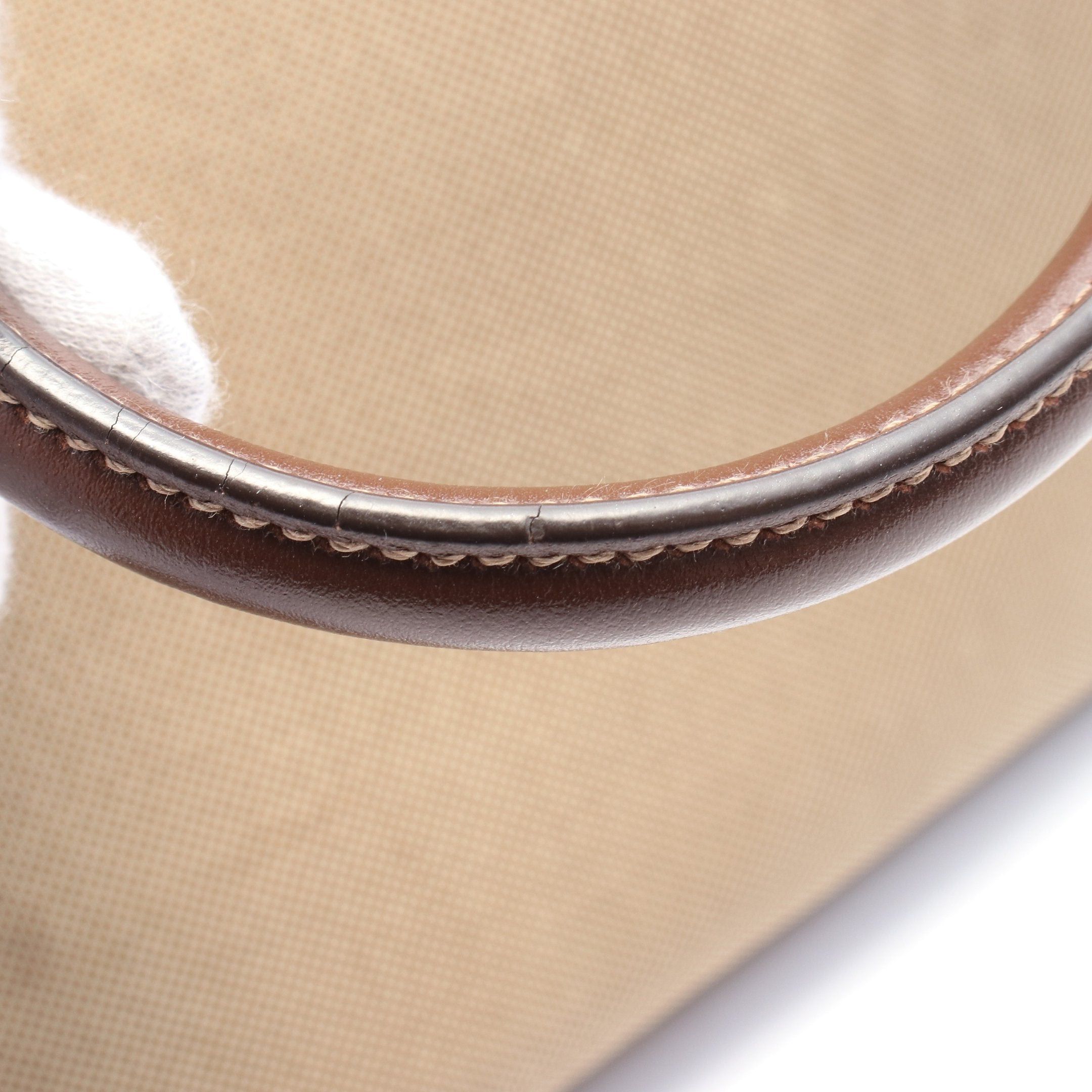 Prada Prada Logo Jacquard Handbag Canvas Leather Khaki Brown Size ONE SIZE - 7 Thumbnail