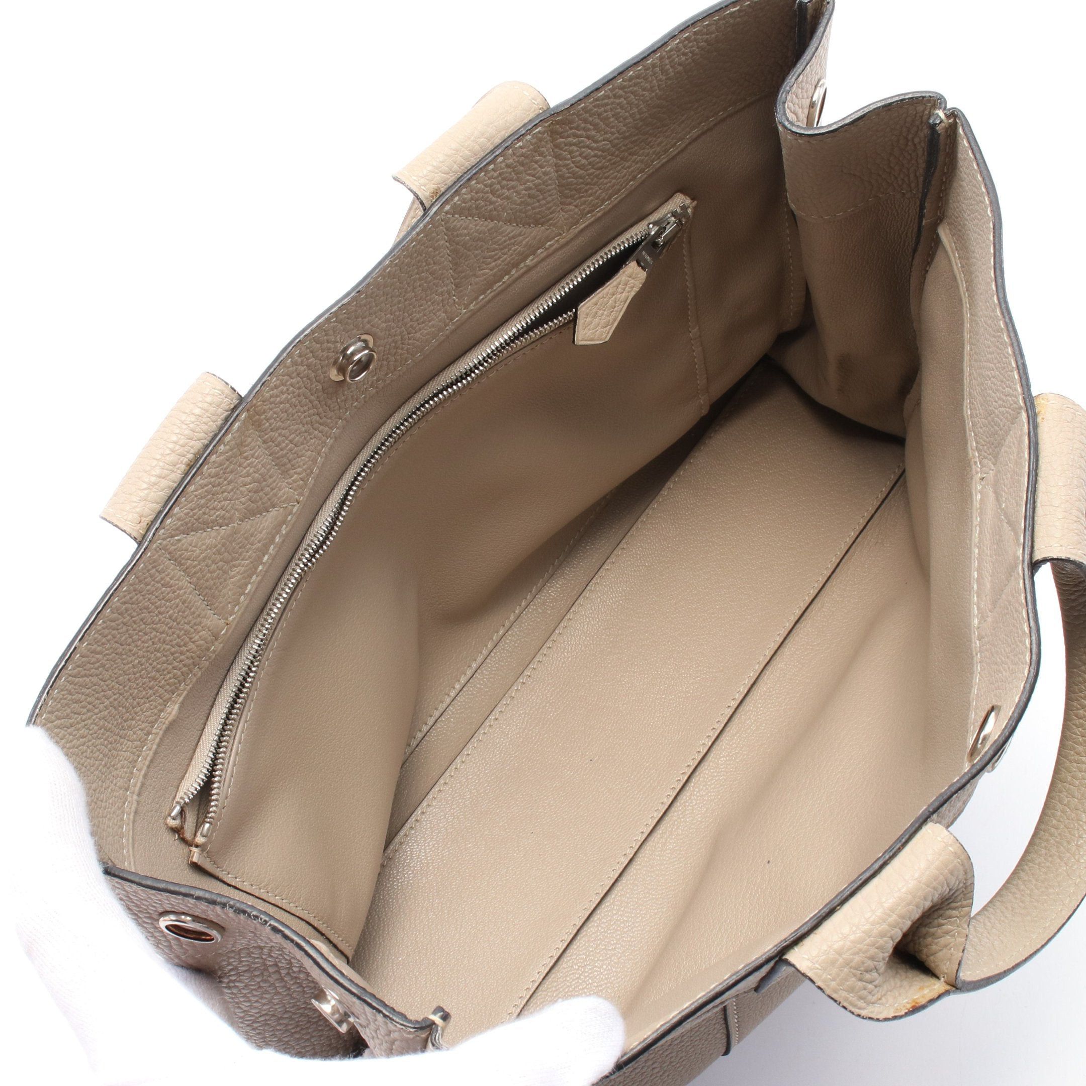 Hermes Hermes Fool Toe Pm Tourtiere Gray Handbag Tote Bag Togo Beige Silver Hardware Stamp (Manufactured Around 2002) Size ONE SIZE - 3 Thumbnail