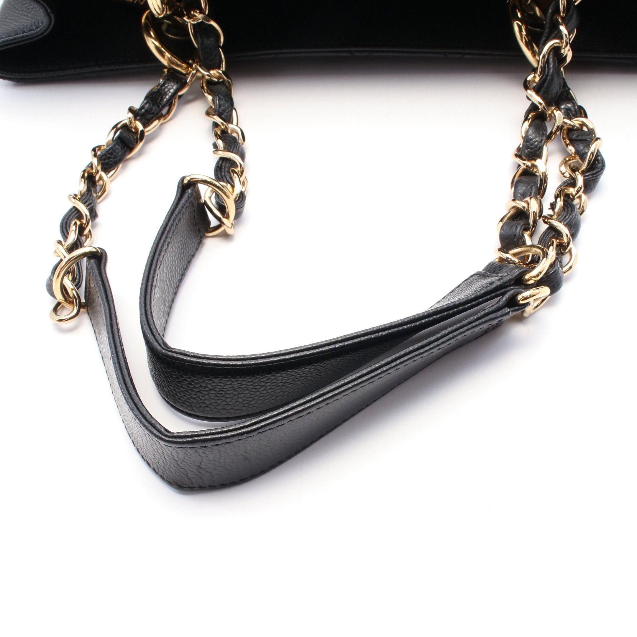 Chanel Chanel Matelasse Grand Shopping Gst Chain Shoulder Bag Tote Caviar Skin Black Gold Hardware Size ONE SIZE - 7 Thumbnail
