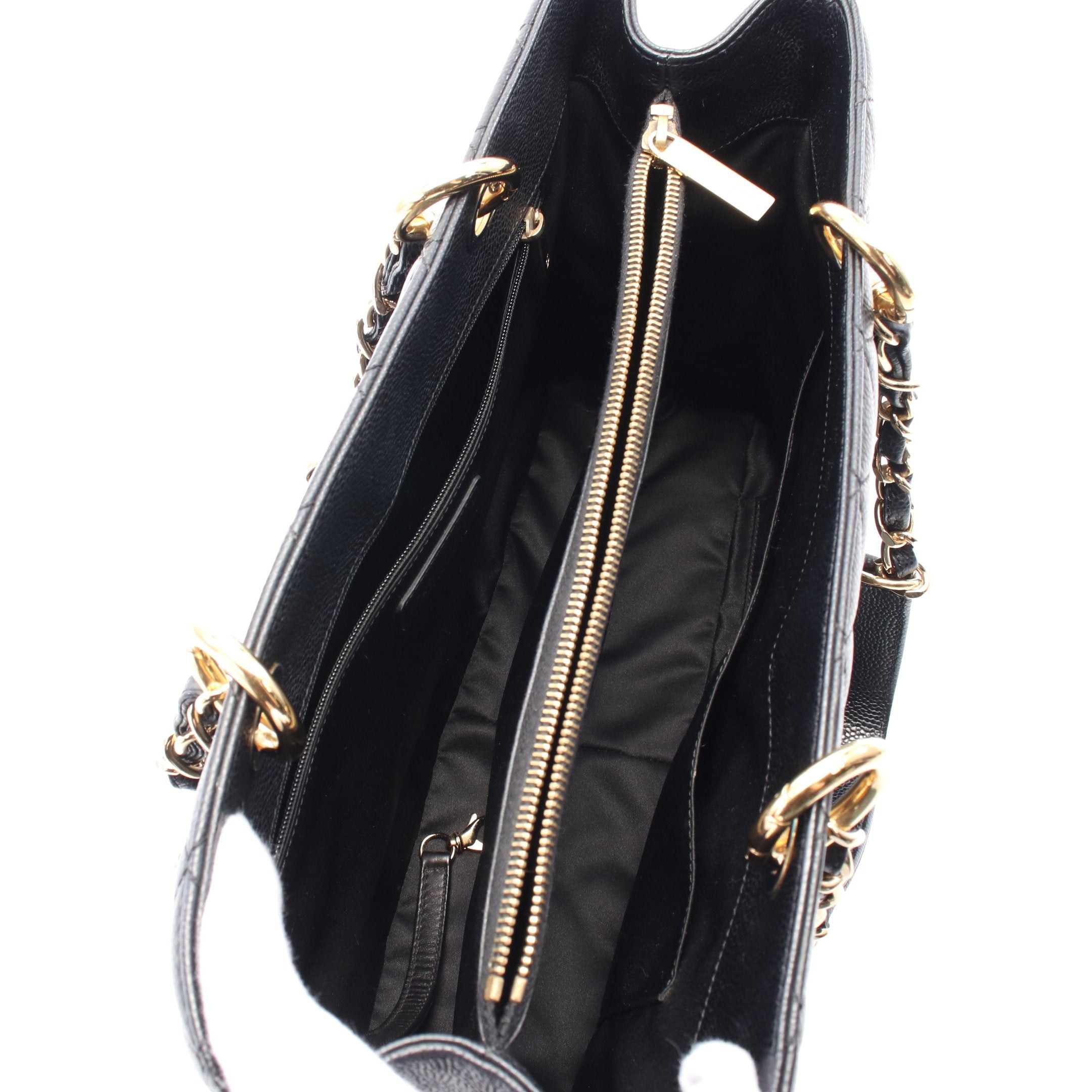 Chanel Chanel Matelasse Grand Shopping Gst Chain Shoulder Bag Tote Caviar Skin Black Gold Hardware Size ONE SIZE - 3 Thumbnail
