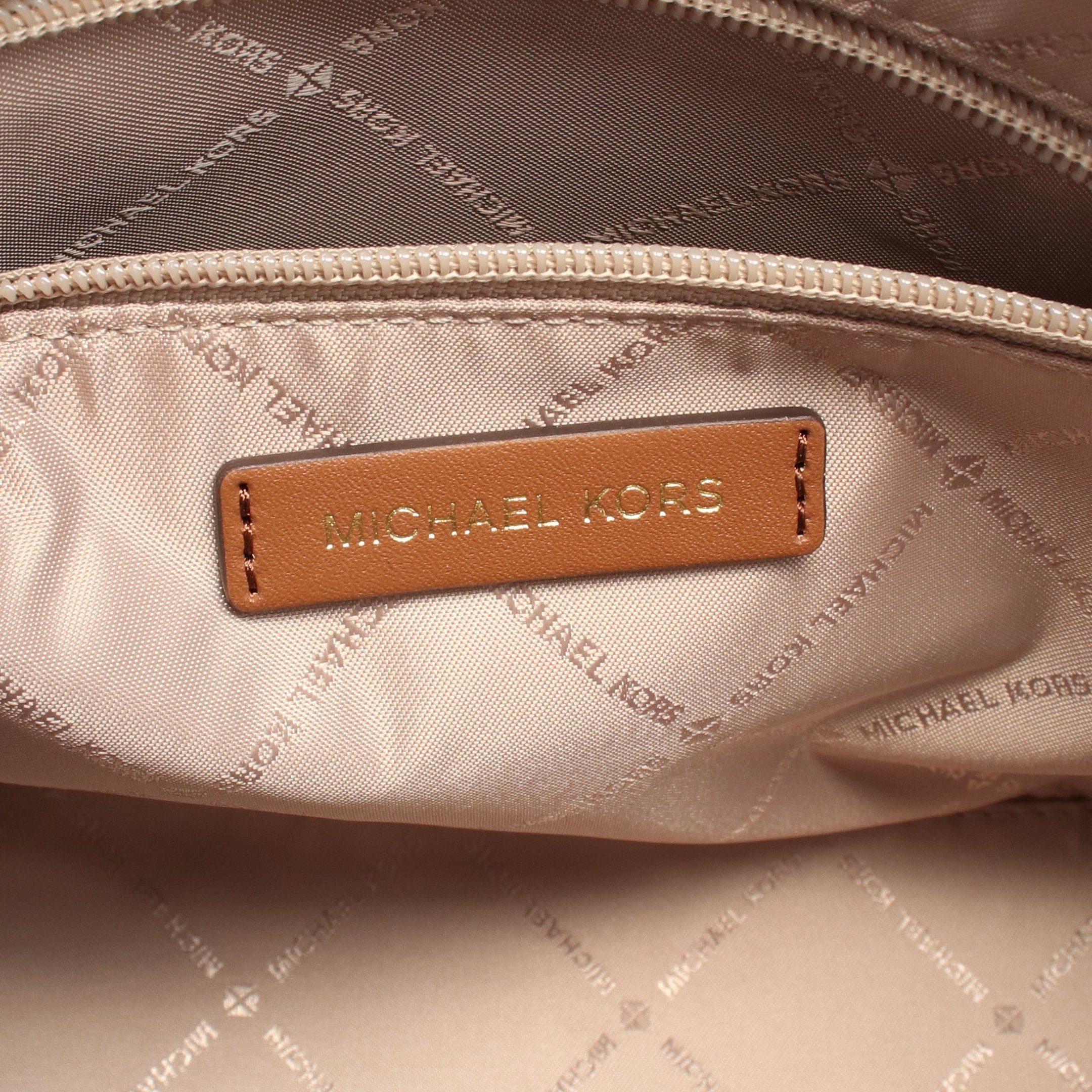 Michael Kors Michael Kors Mercer Top Zip Belted Satchel Small Handbag Leather Off White Gray Brown Size ONE SIZE - 4 Thumbnail
