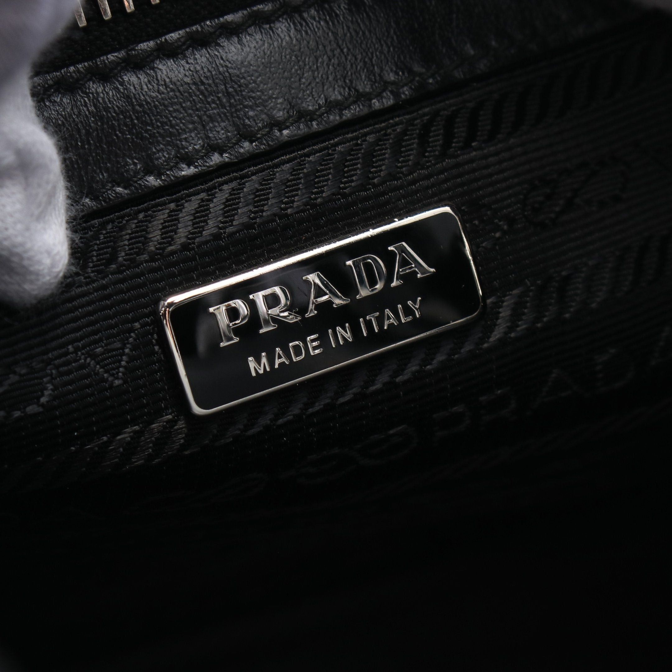 Prada Prada Soft Calf Triangle Logo Handbag Tote Bag Emboss Leather Black Size ONE SIZE - 4 Thumbnail