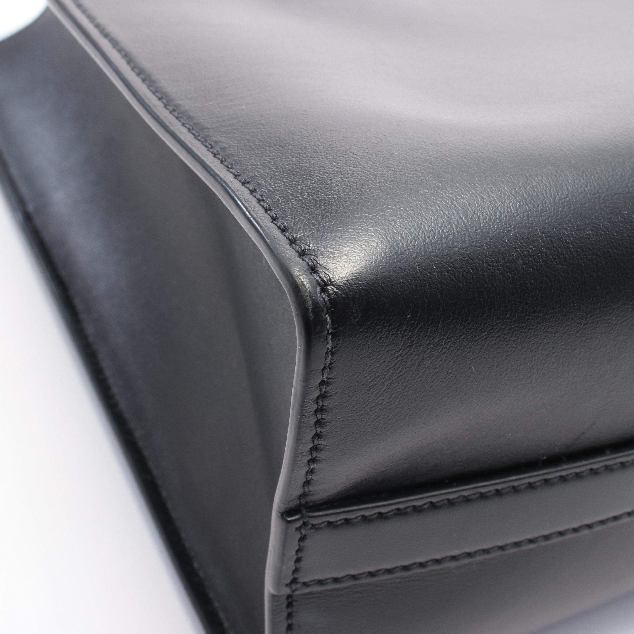 Prada Prada Soft Calf Triangle Logo Handbag Tote Bag Emboss Leather Black Size ONE SIZE - 5 Thumbnail