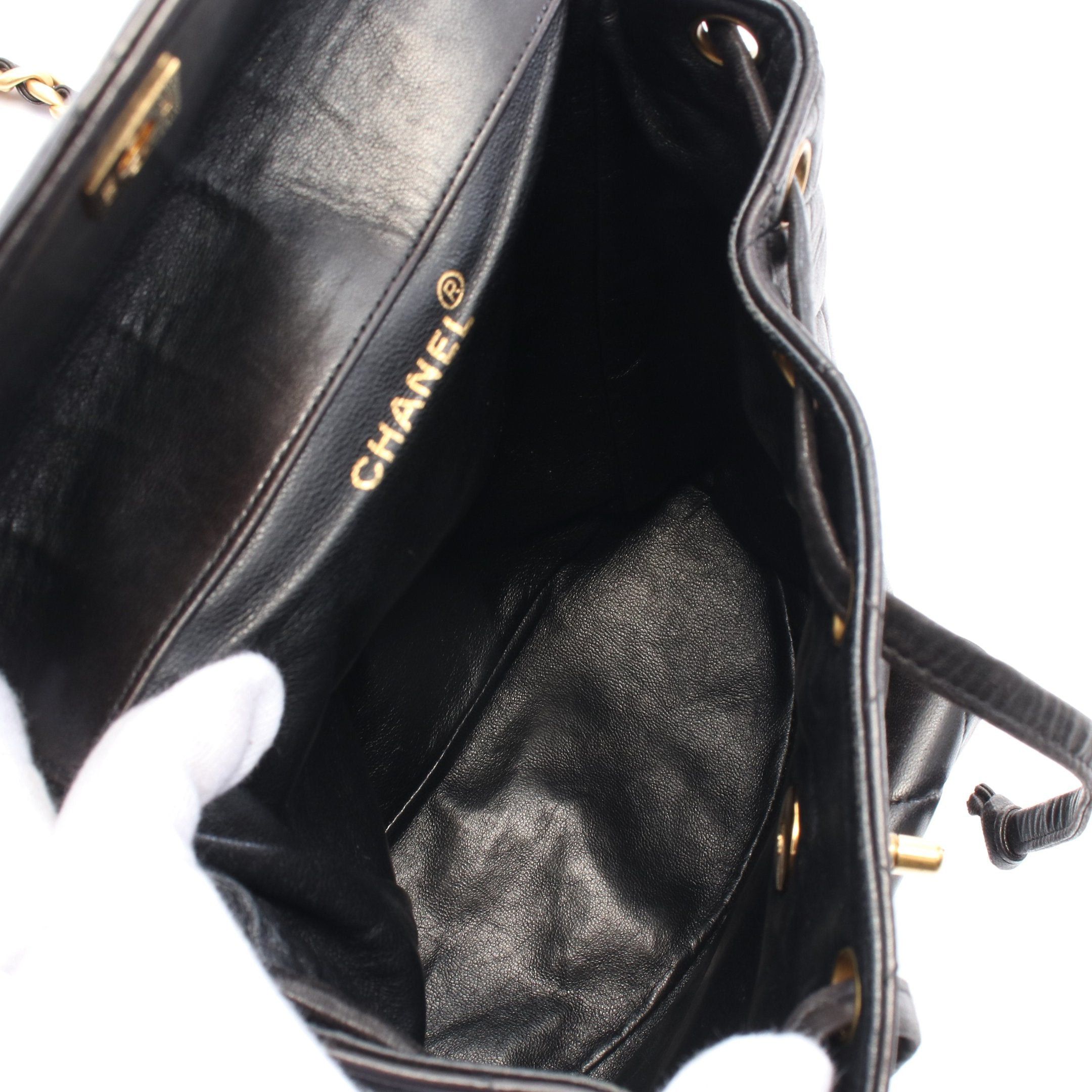 Chanel Chanel Matelasse Backpack Rucksack Lambskin Black Gold Hardware Size ONE SIZE - 3 Thumbnail