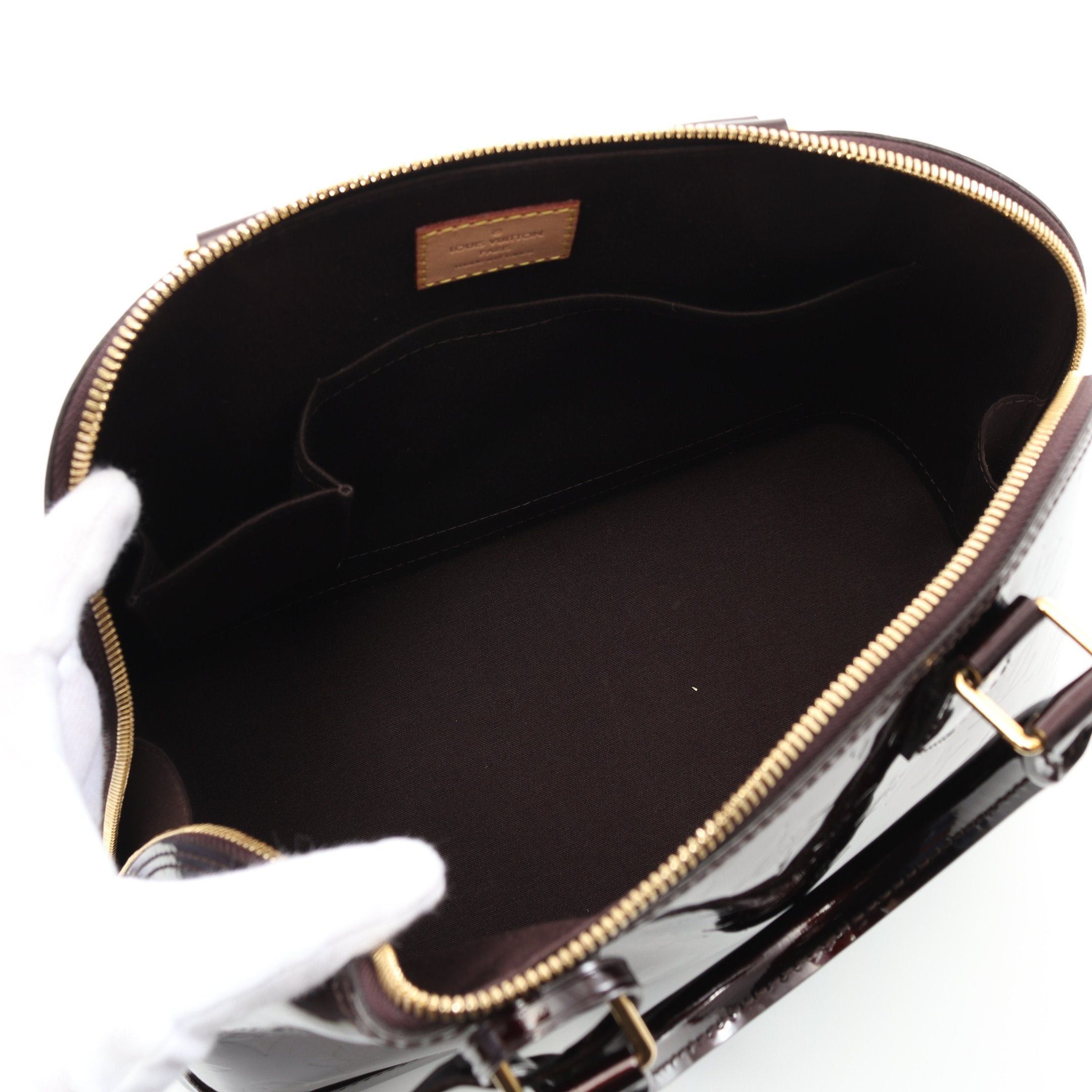 Louis Vuitton Louis Vuitton Alma Pm Monogram Vernis Amarante Handbag Leather Dark Purple Size ONE SIZE - 3 Thumbnail