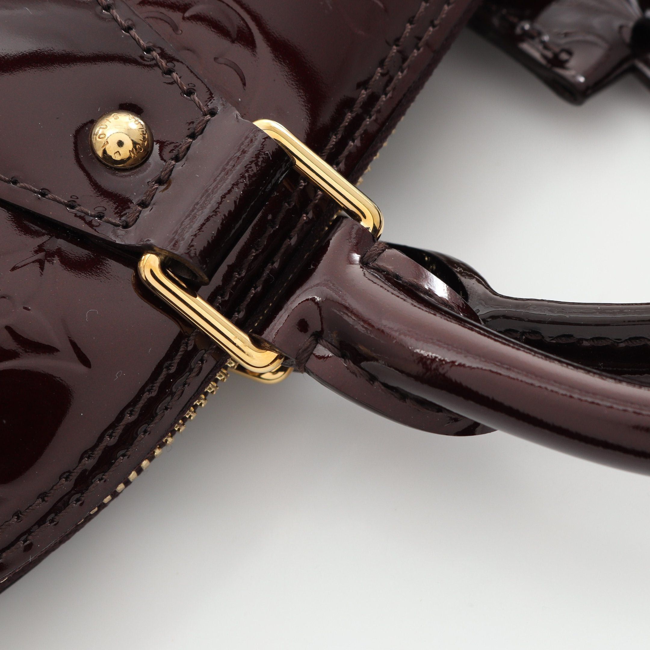 Louis Vuitton Louis Vuitton Alma Pm Monogram Vernis Amarante Handbag Leather Dark Purple Size ONE SIZE - 8 Thumbnail