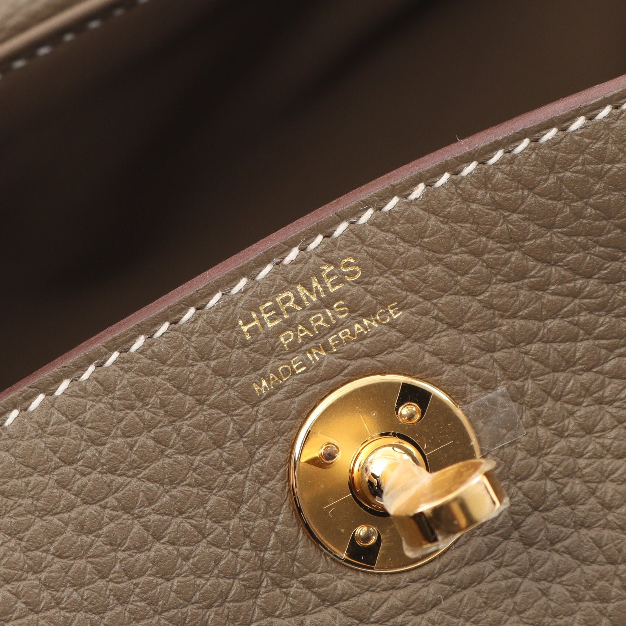 Hermes Hermes Lindy Mini Etoupe Shoulder Bag Clemence Leather Gray Brown Gold Hardware Double Engraved Size ONE SIZE - 4 Thumbnail