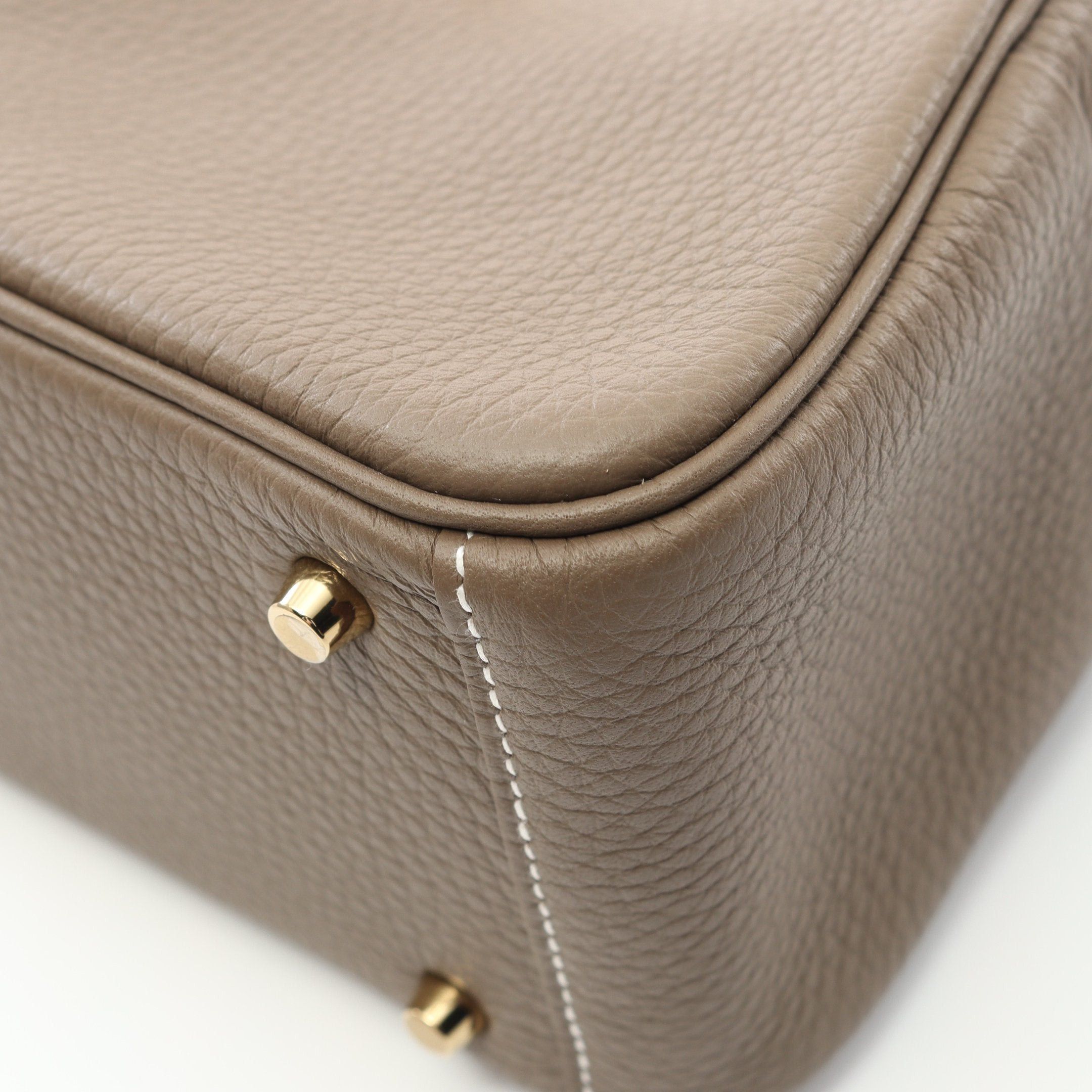 Hermes Hermes Lindy Mini Etoupe Shoulder Bag Clemence Leather Gray Brown Gold Hardware Double Engraved Size ONE SIZE - 6 Thumbnail