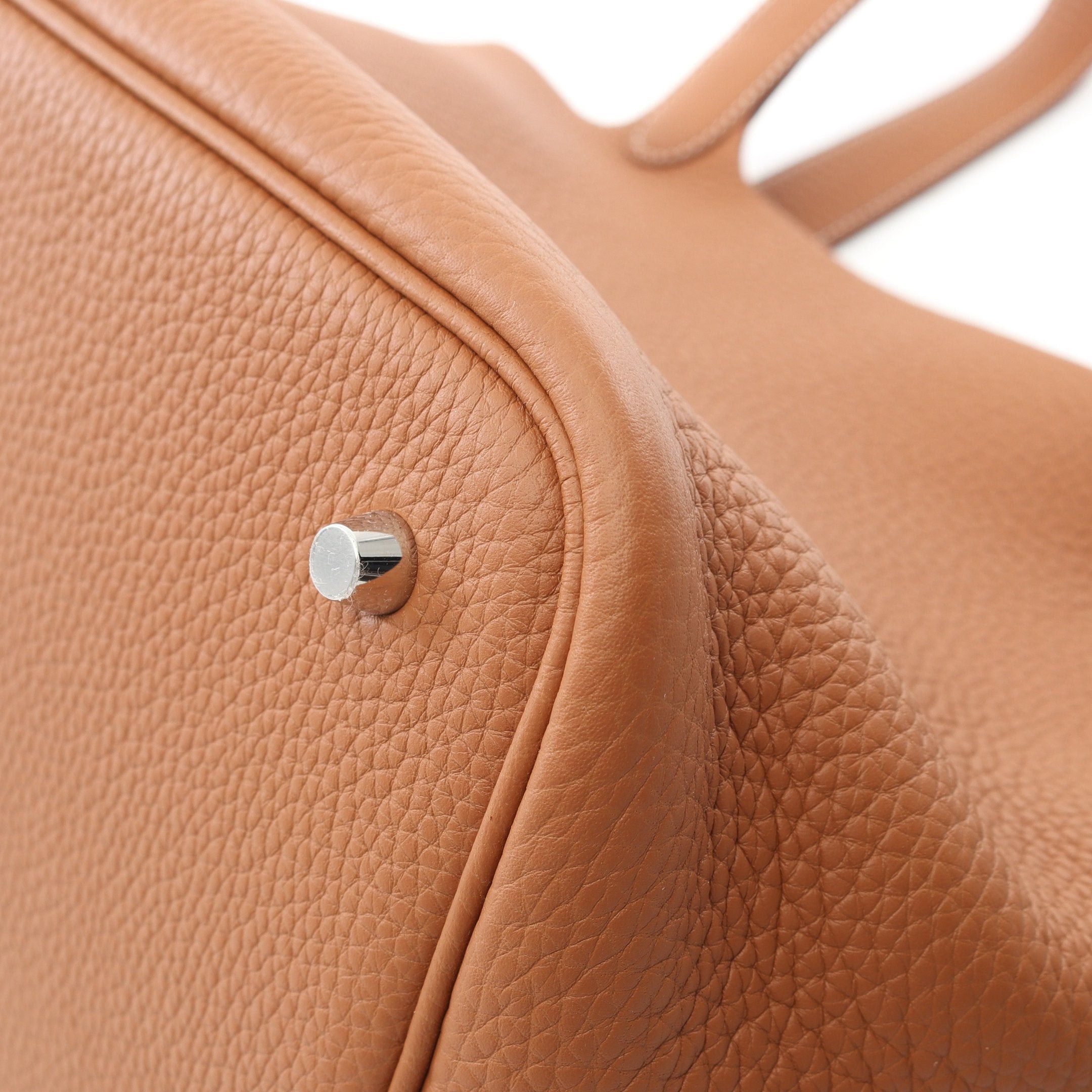 Hermes Hermes Picotane Lock Mm Gold Handbag Clemence Leather Light Brown Silver Hardware Double Engraved Size ONE SIZE - 6 Thumbnail