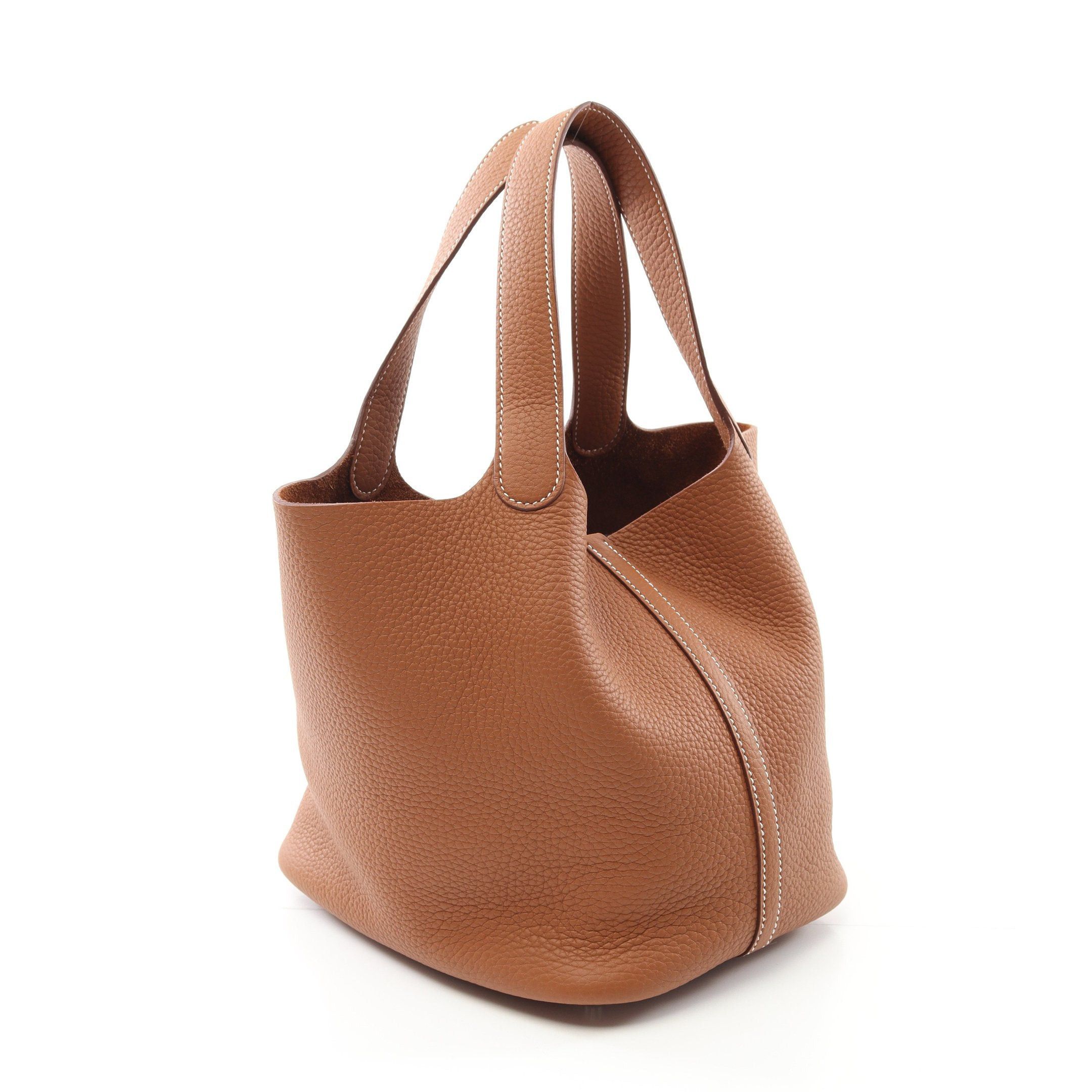 Hermes Hermes Picotane Lock Mm Gold Handbag Clemence Leather Light Brown Silver Hardware Double Engraved Size ONE SIZE - 2 Thumbnail