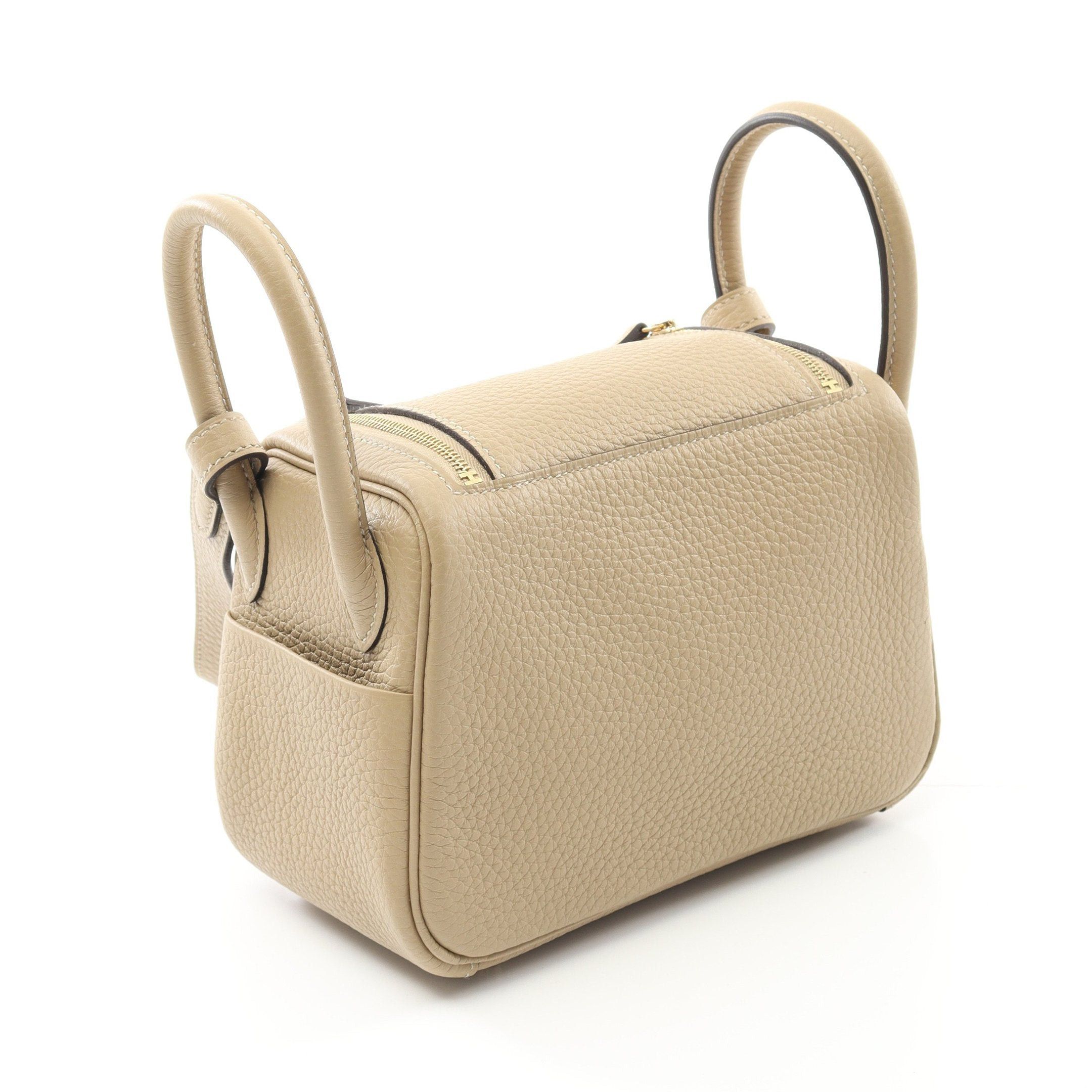 Hermes Hermes Lindy Mini Trench Etoupe Shoulder Bag Clemence Leather Beige Gold Hardware Double Engraved Size ONE SIZE - 2 Thumbnail