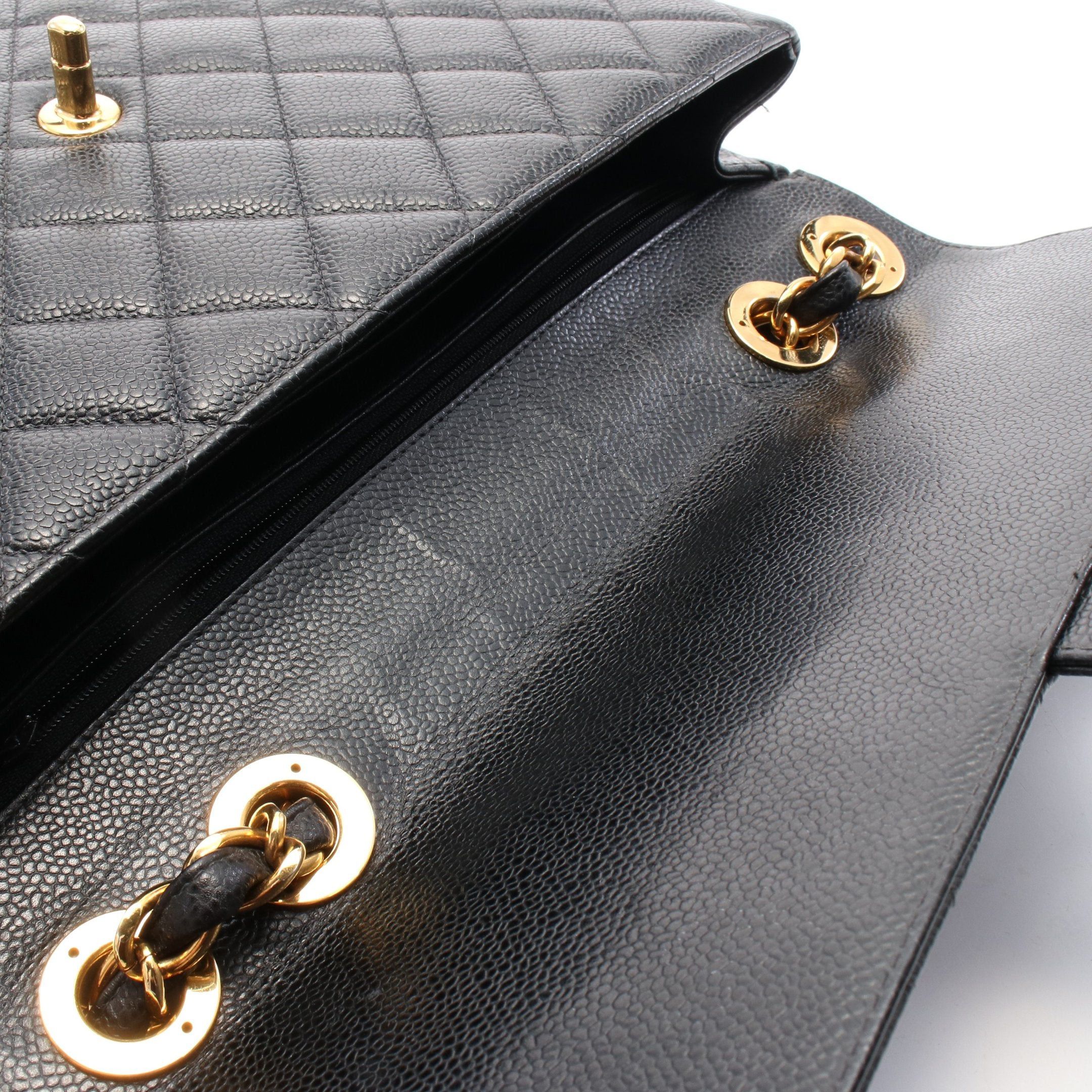 Chanel Chanel Decamatlassé 30 Single Flap Double Chain Shoulder Bag Caviar Skin Black Gold Hardware Size ONE SIZE - 7 Thumbnail