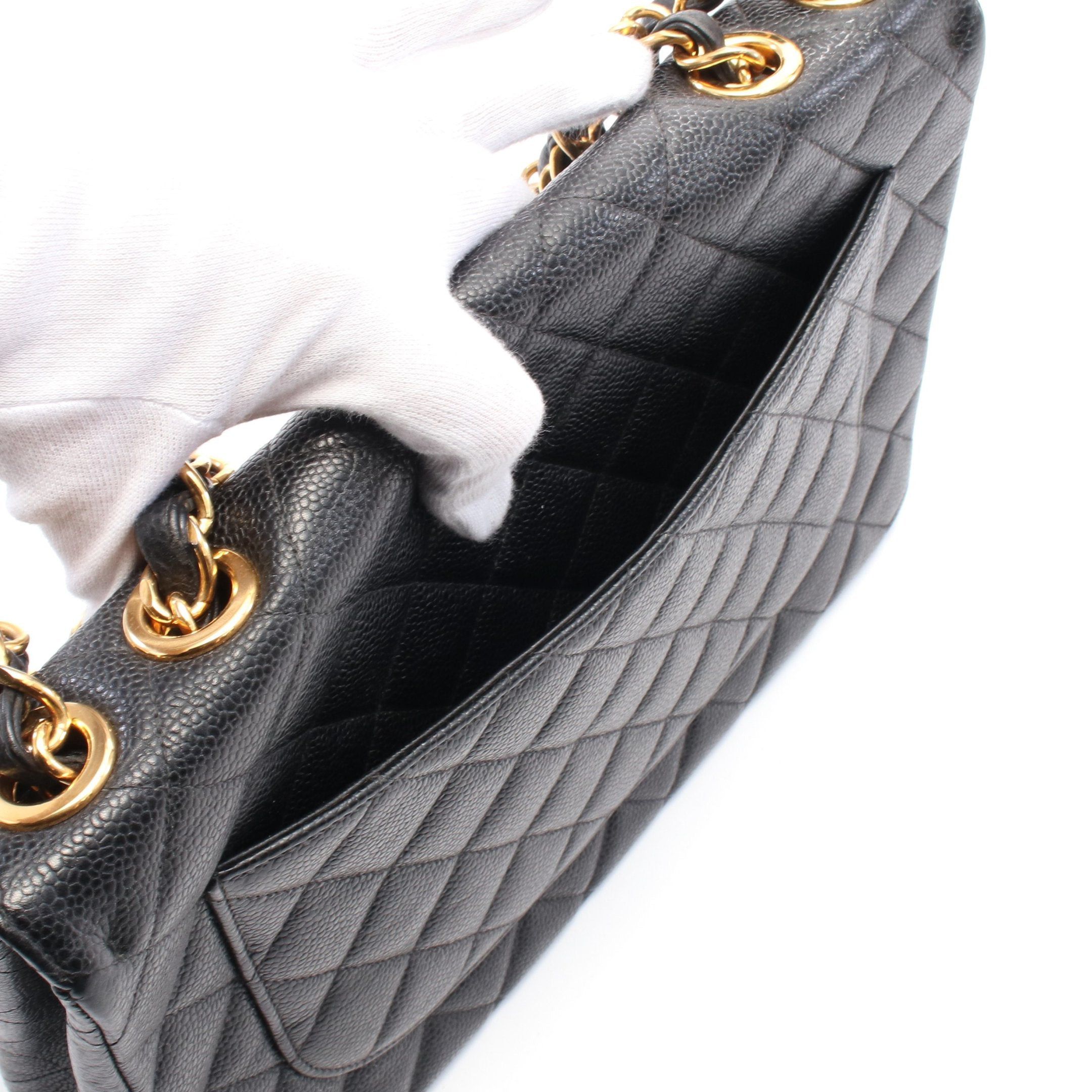 Chanel Chanel Decamatlassé 30 Single Flap Double Chain Shoulder Bag Caviar Skin Black Gold Hardware Size ONE SIZE - 6 Thumbnail
