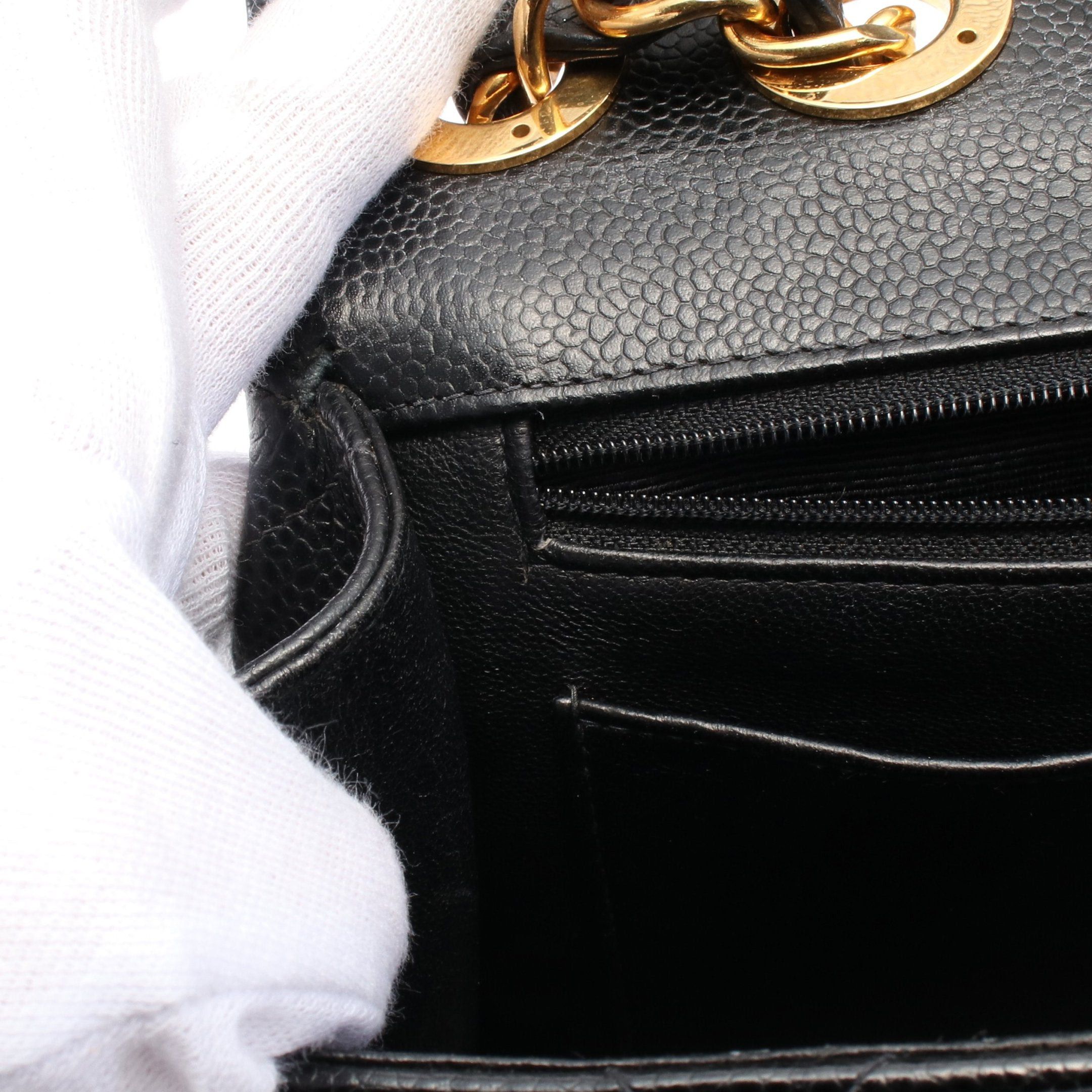 Chanel Chanel Decamatlassé 30 Single Flap Double Chain Shoulder Bag Caviar Skin Black Gold Hardware Size ONE SIZE - 9 Thumbnail