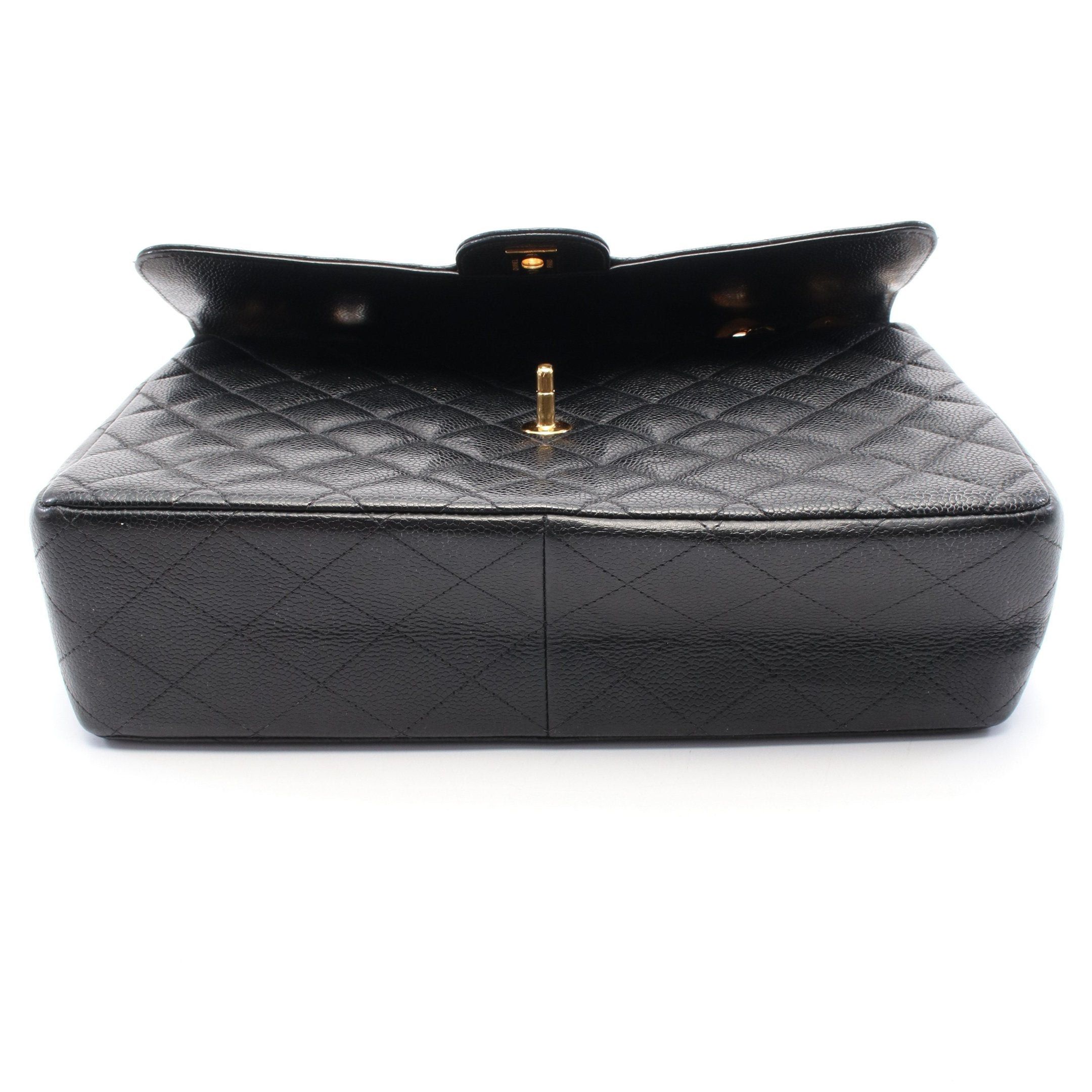 Chanel Chanel Decamatlassé 30 Single Flap Double Chain Shoulder Bag Caviar Skin Black Gold Hardware Size ONE SIZE - 10 Thumbnail