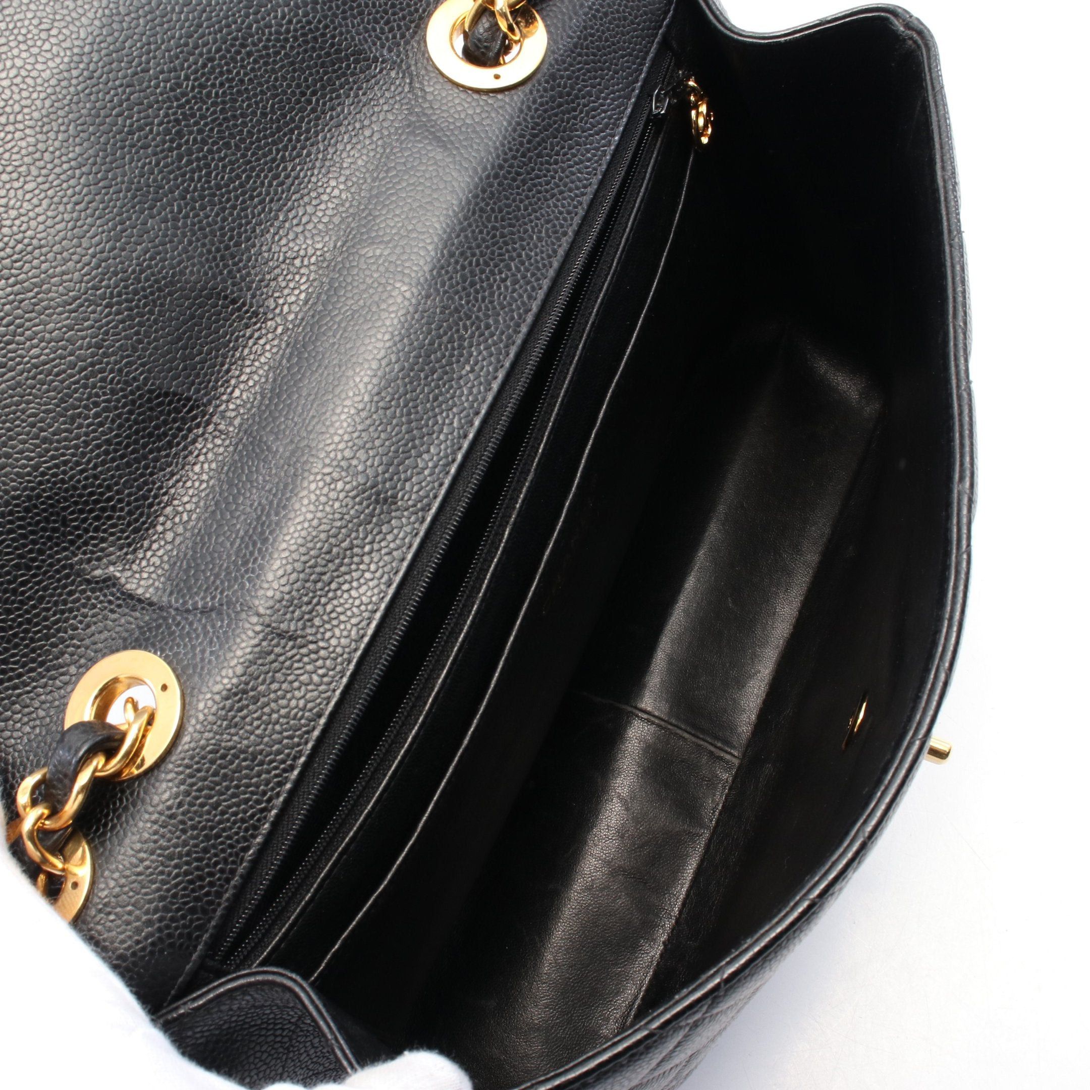 Chanel Chanel Decamatlassé 30 Single Flap Double Chain Shoulder Bag Caviar Skin Black Gold Hardware Size ONE SIZE - 3 Thumbnail