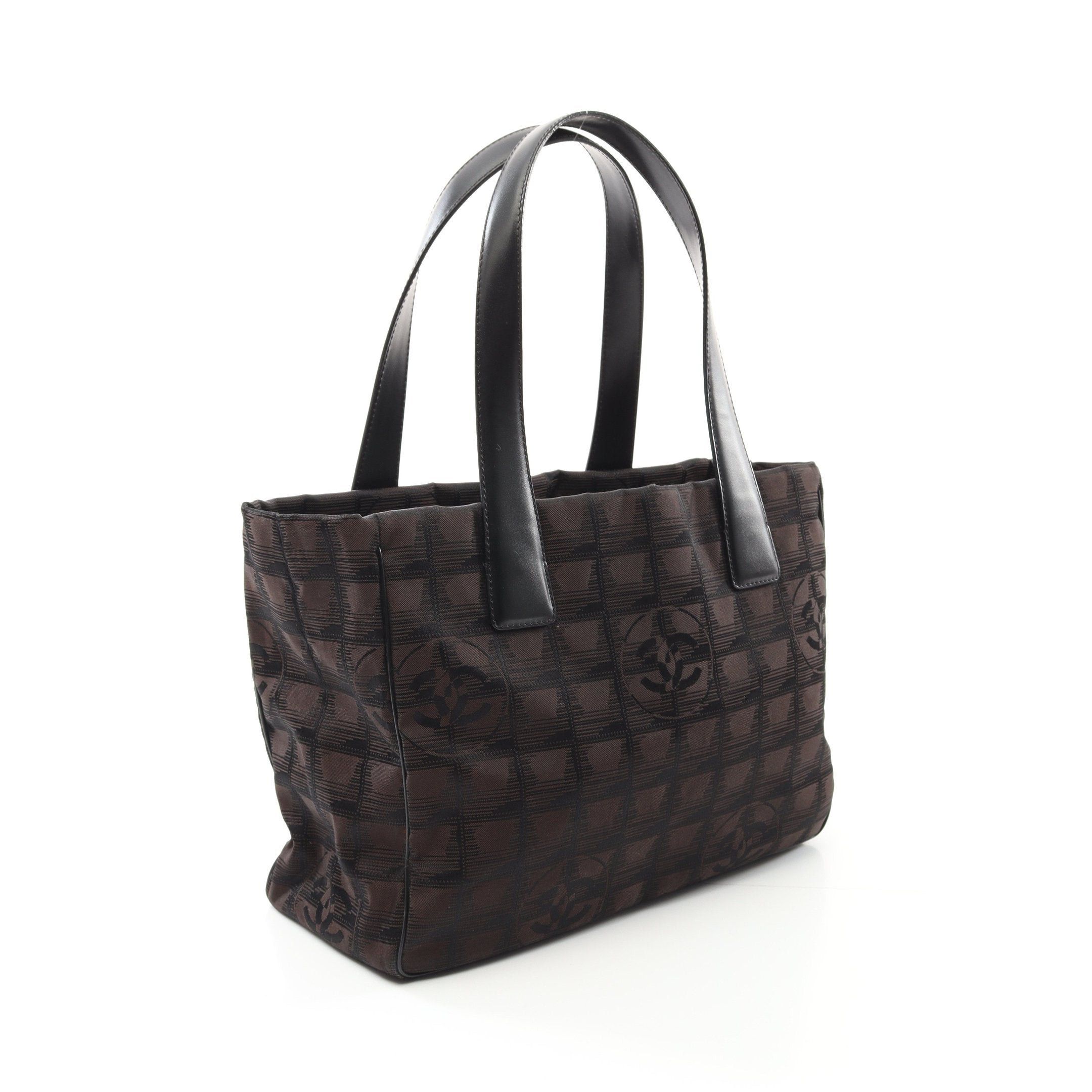 Chanel Chanel New Travel Line Pm Handbag Tote Bag Nylon Canvas Leather Dark Brown Black Silver Hardware Size ONE SIZE - 2 Thumbnail