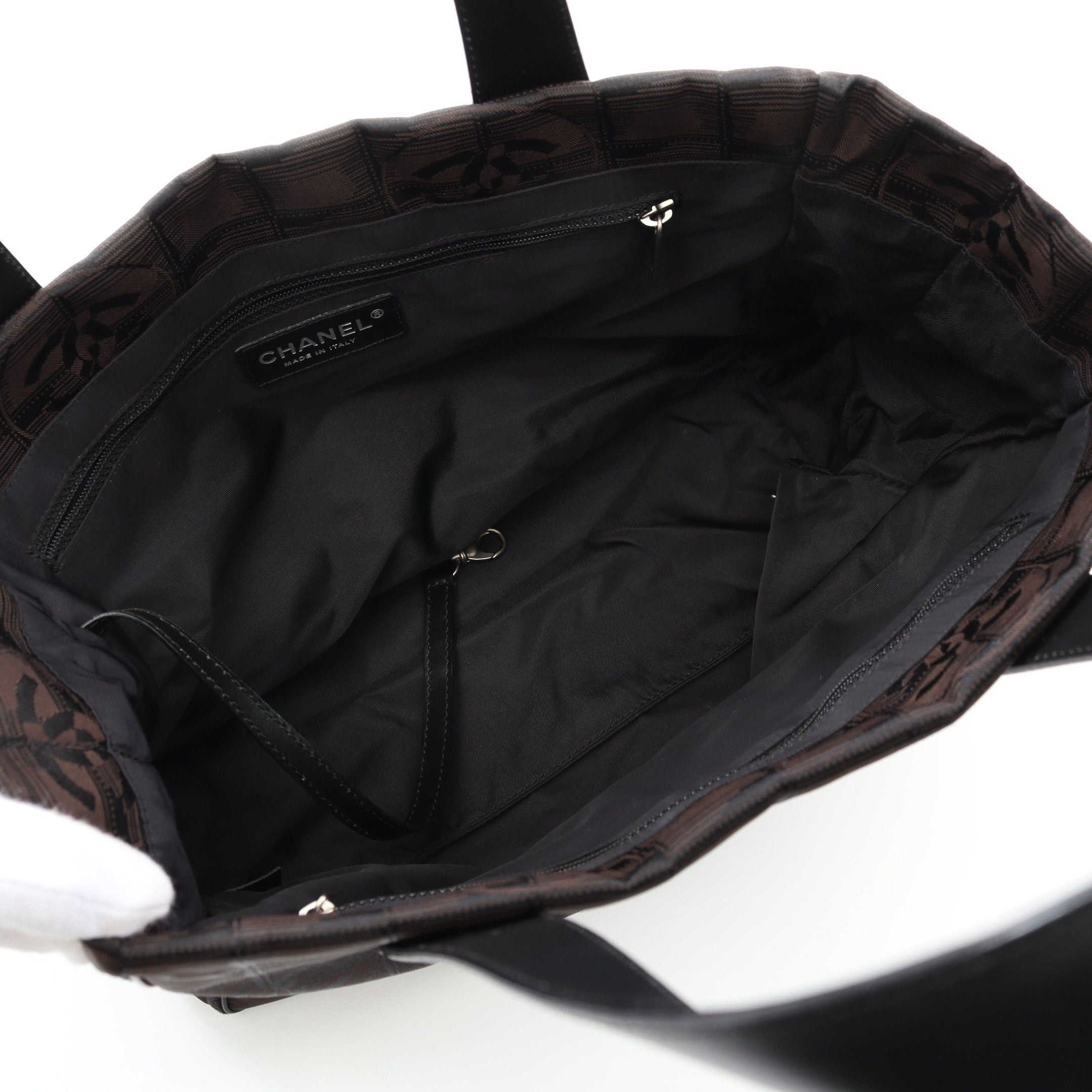 Chanel Chanel New Travel Line Pm Handbag Tote Bag Nylon Canvas Leather Dark Brown Black Silver Hardware Size ONE SIZE - 3 Thumbnail