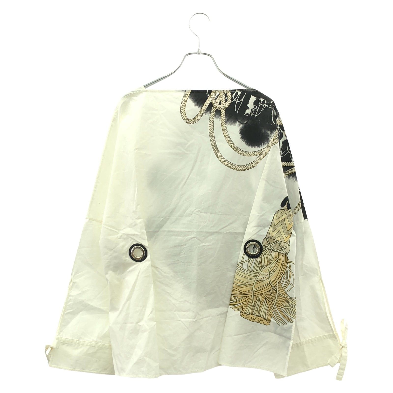 Hermes Hermes Blouse White Tassel Cotton Size ONE SIZE - 2 Thumbnail