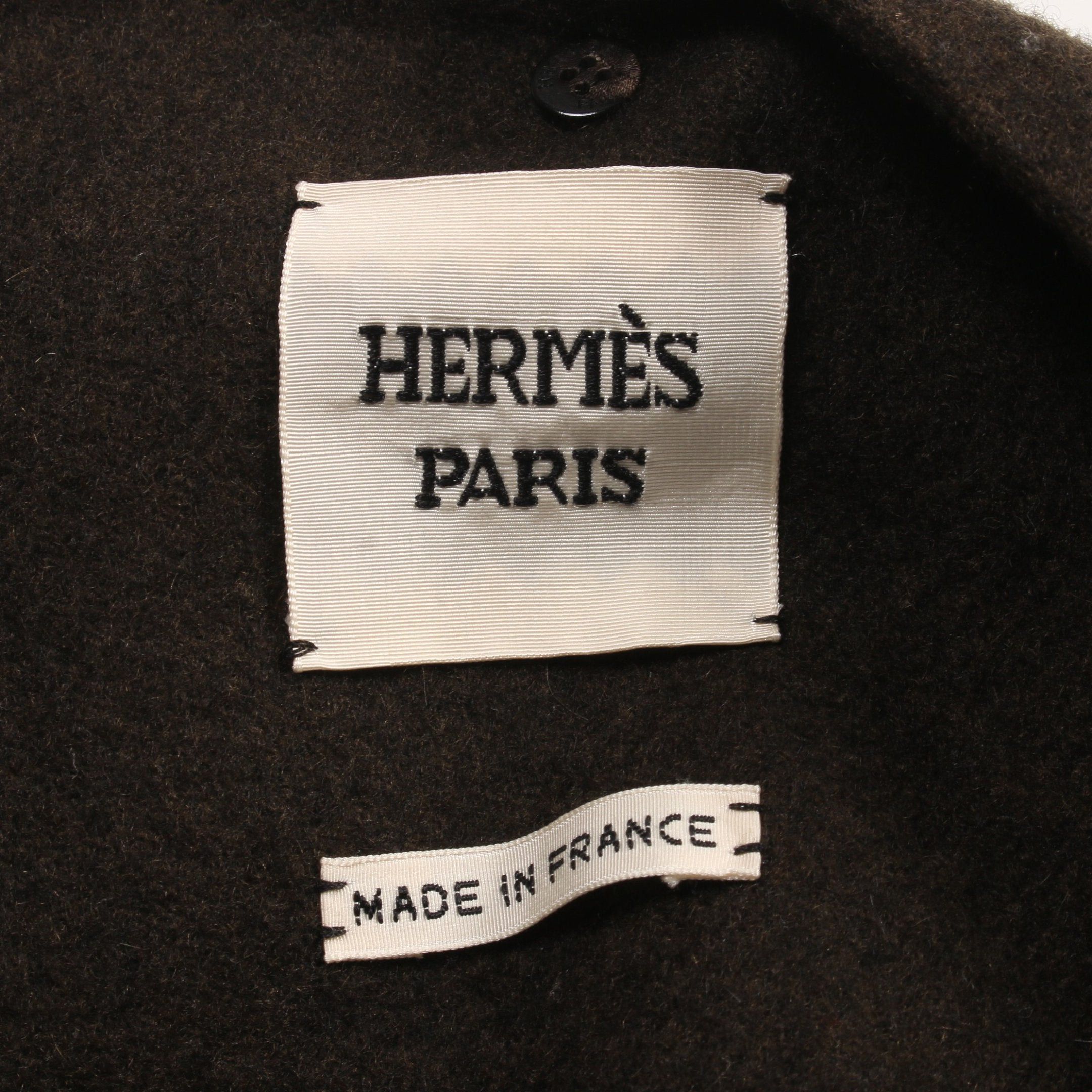Hermes Hermes Coat Collarless Cashmere Dark Green Size ONE SIZE - 4 Thumbnail