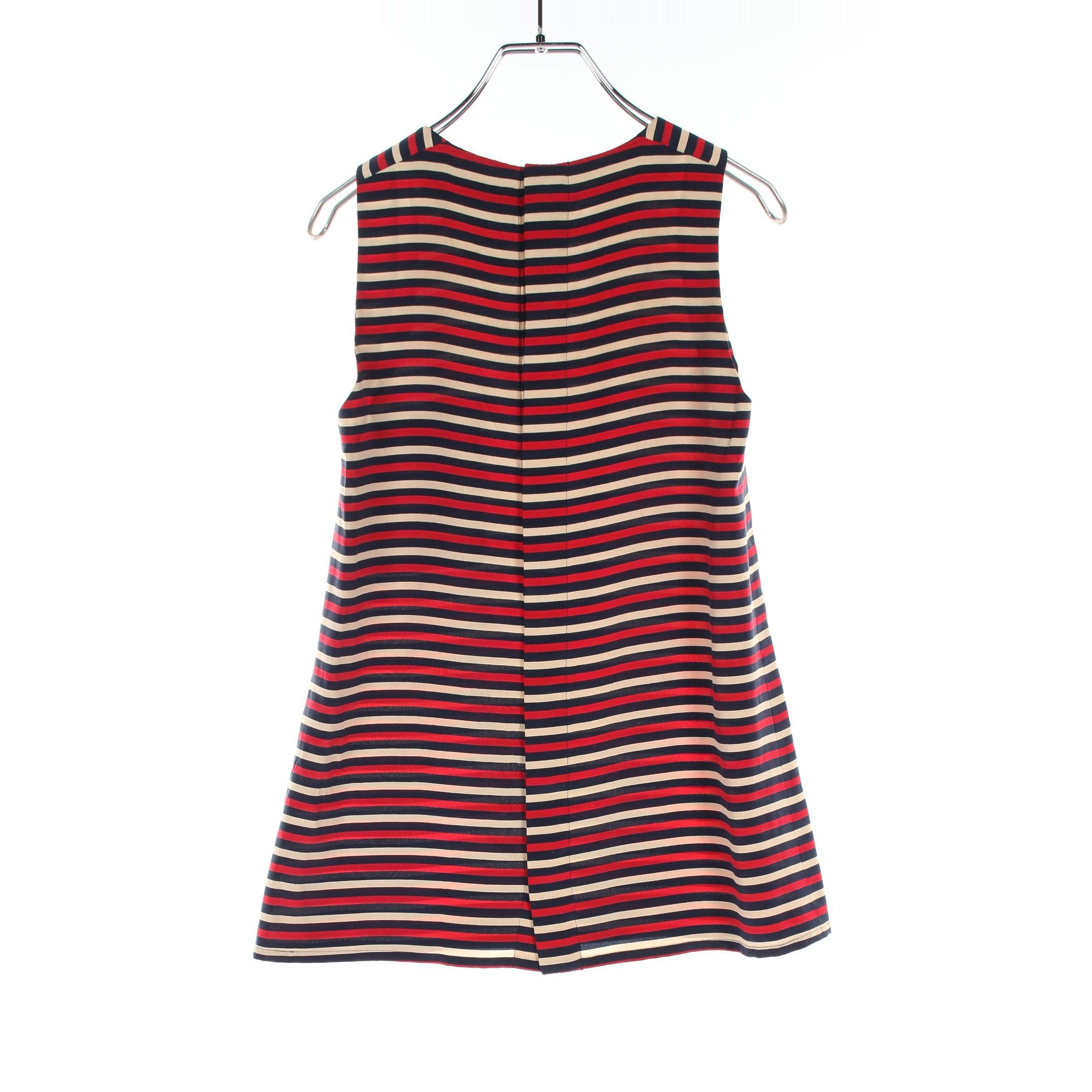 Chanel Chanel Cut And Sew No Sleeve Stripes Silk Multicolor Size ONE SIZE - 2 Thumbnail