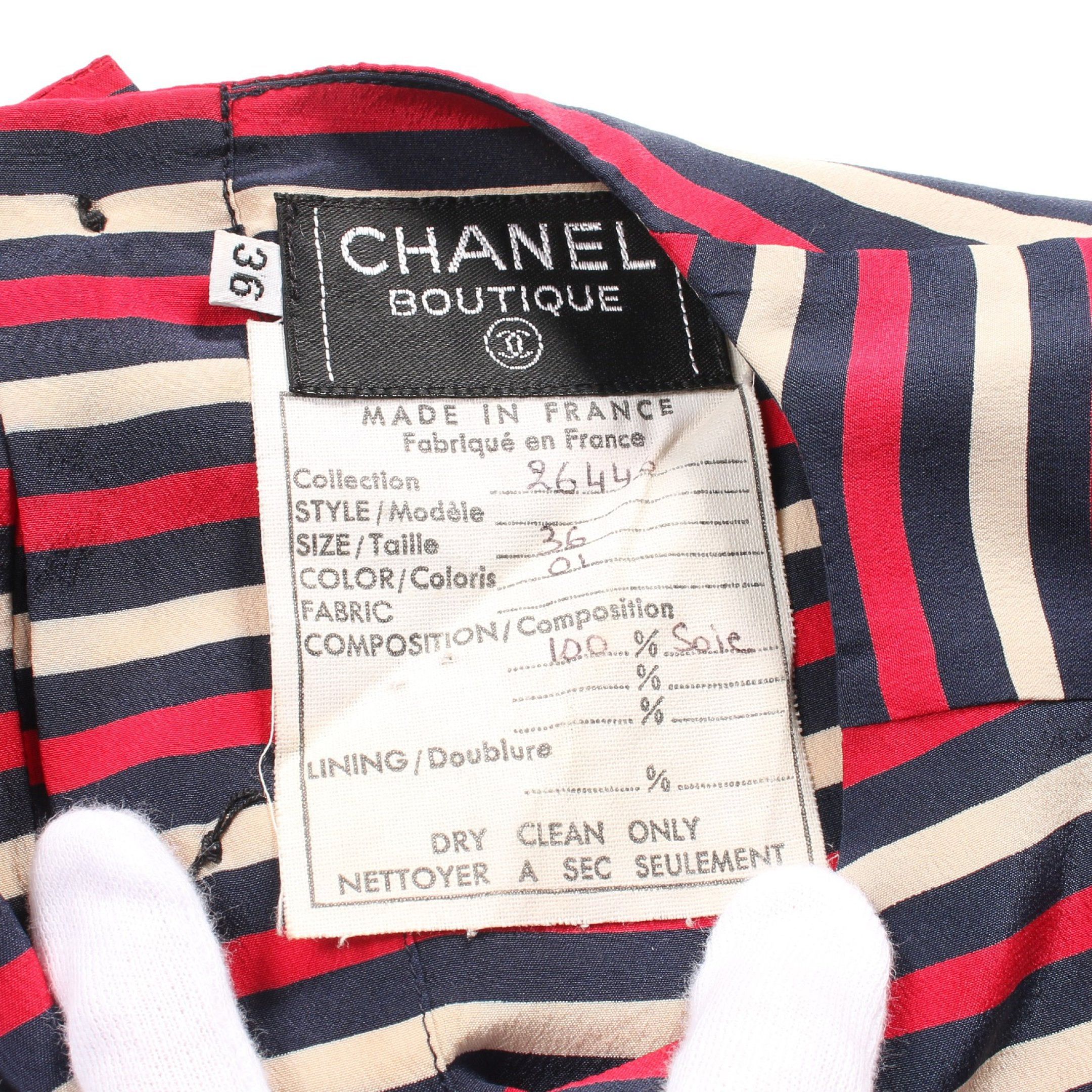 Chanel Chanel Cut And Sew No Sleeve Stripes Silk Multicolor Size ONE SIZE - 3 Thumbnail