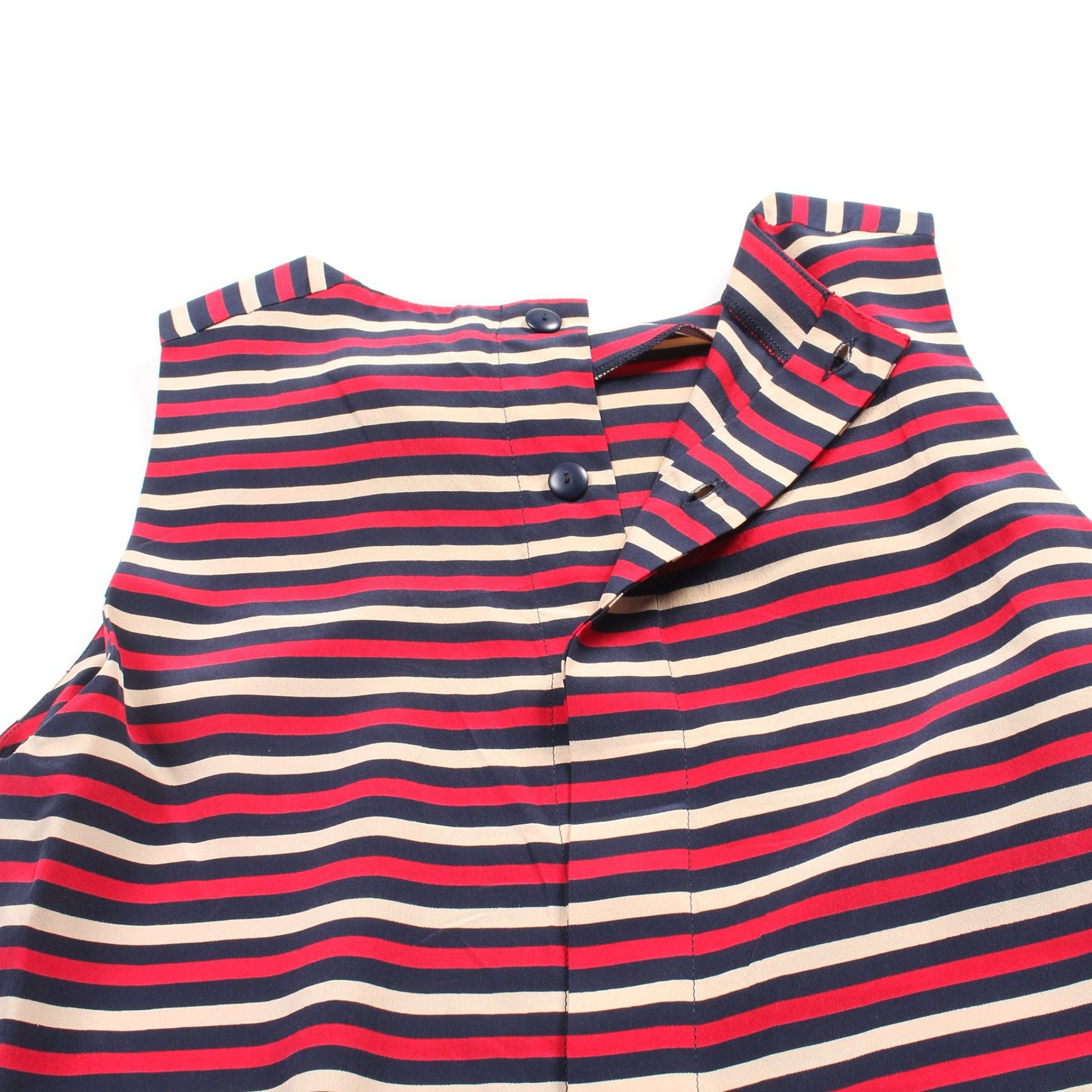 Chanel Chanel Cut And Sew No Sleeve Stripes Silk Multicolor Size ONE SIZE - 4 Thumbnail