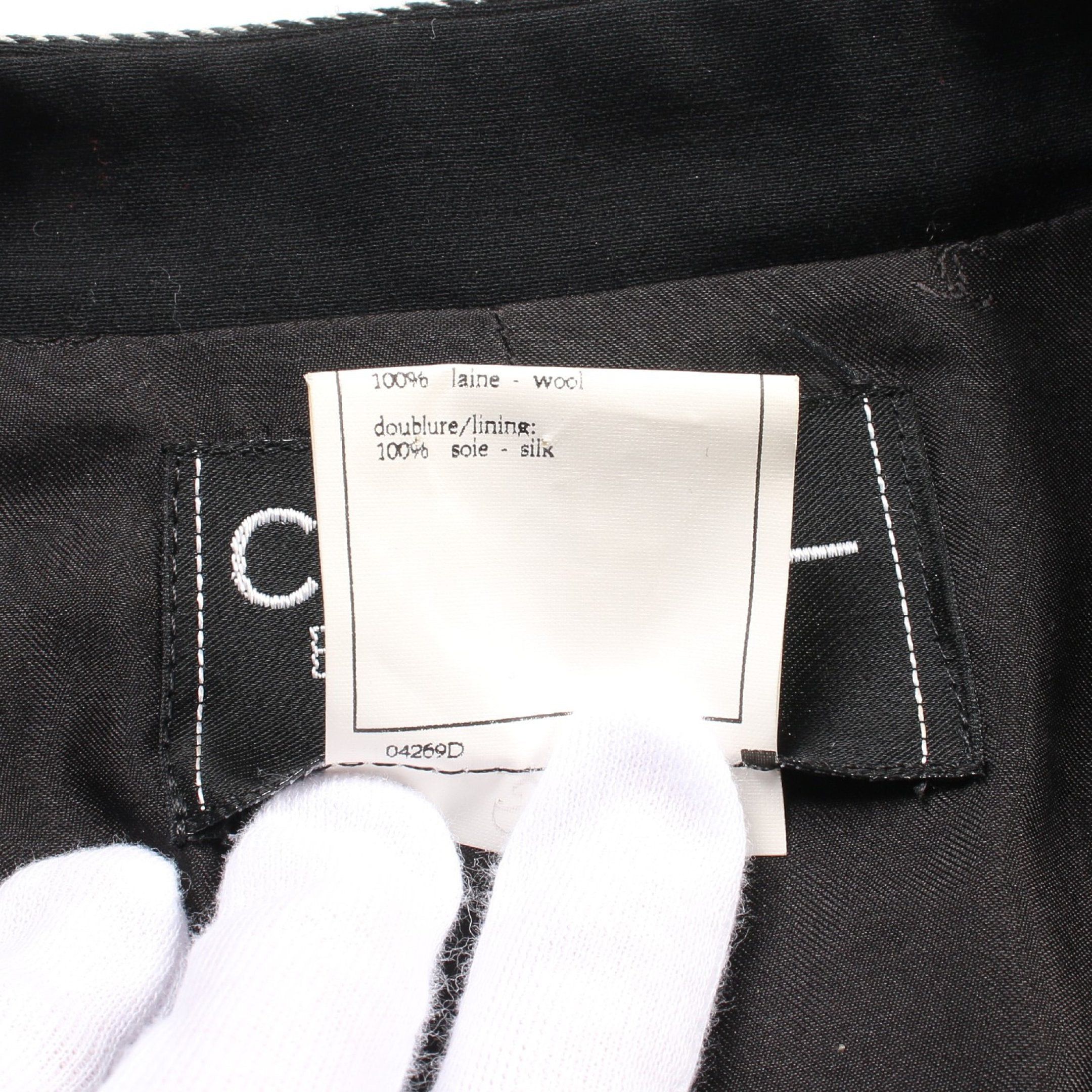 Chanel Chanel Cocomark Button Jacket Wool Black Light Gray 96P Size ONE SIZE - 5 Thumbnail