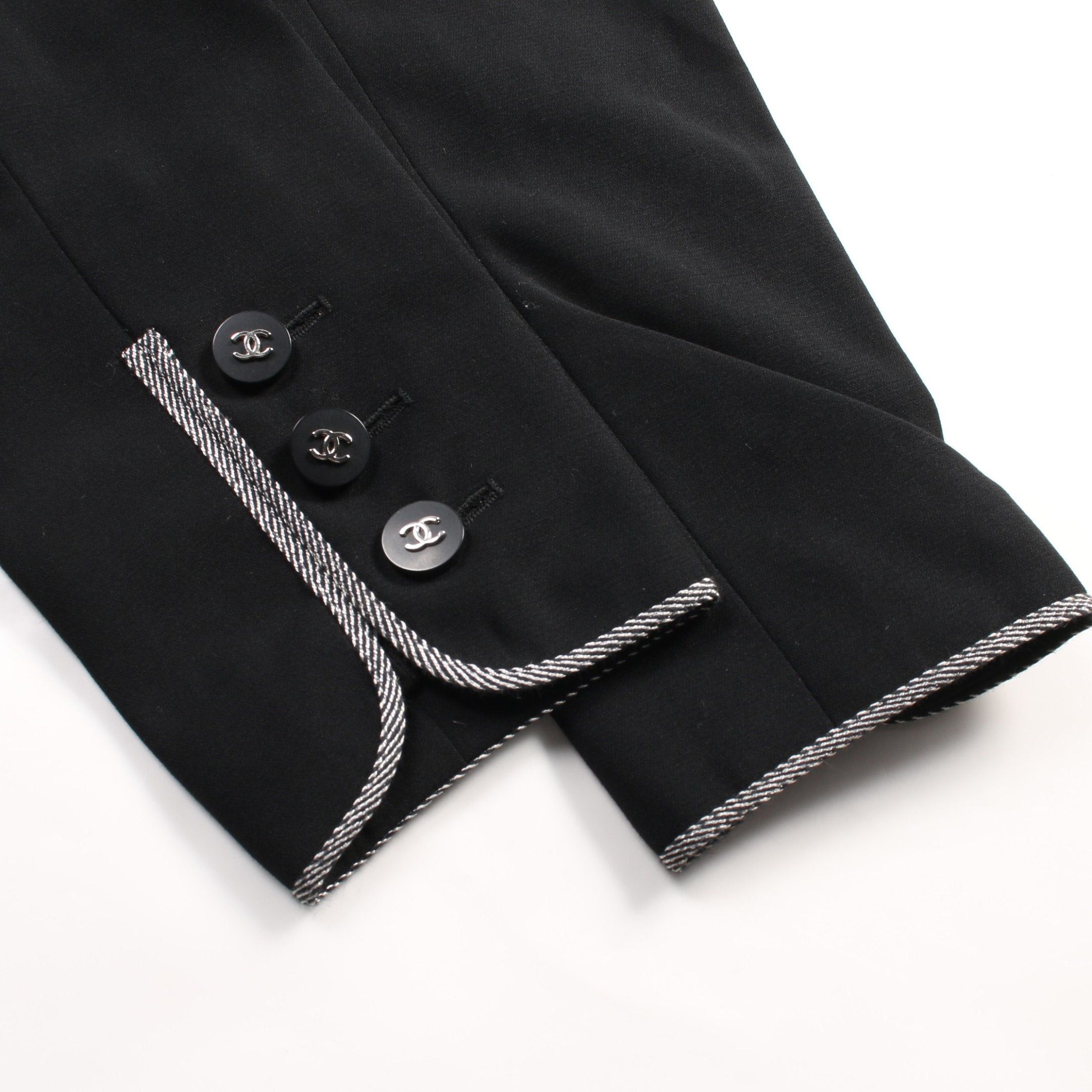 Chanel Chanel Cocomark Button Jacket Wool Black Light Gray 96P Size ONE SIZE - 8 Thumbnail