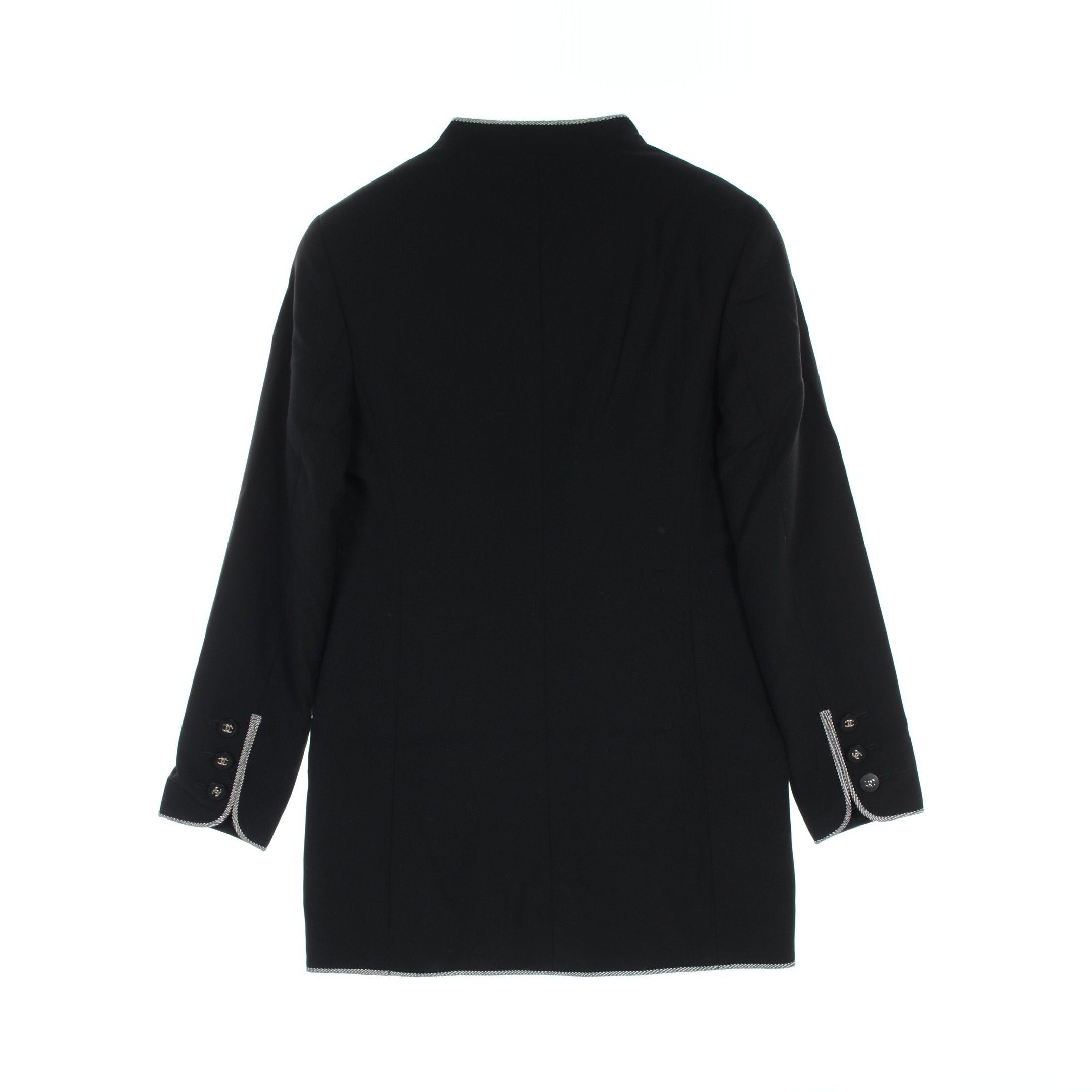 Chanel Chanel Cocomark Button Jacket Wool Black Light Gray 96P Size ONE SIZE - 2 Thumbnail