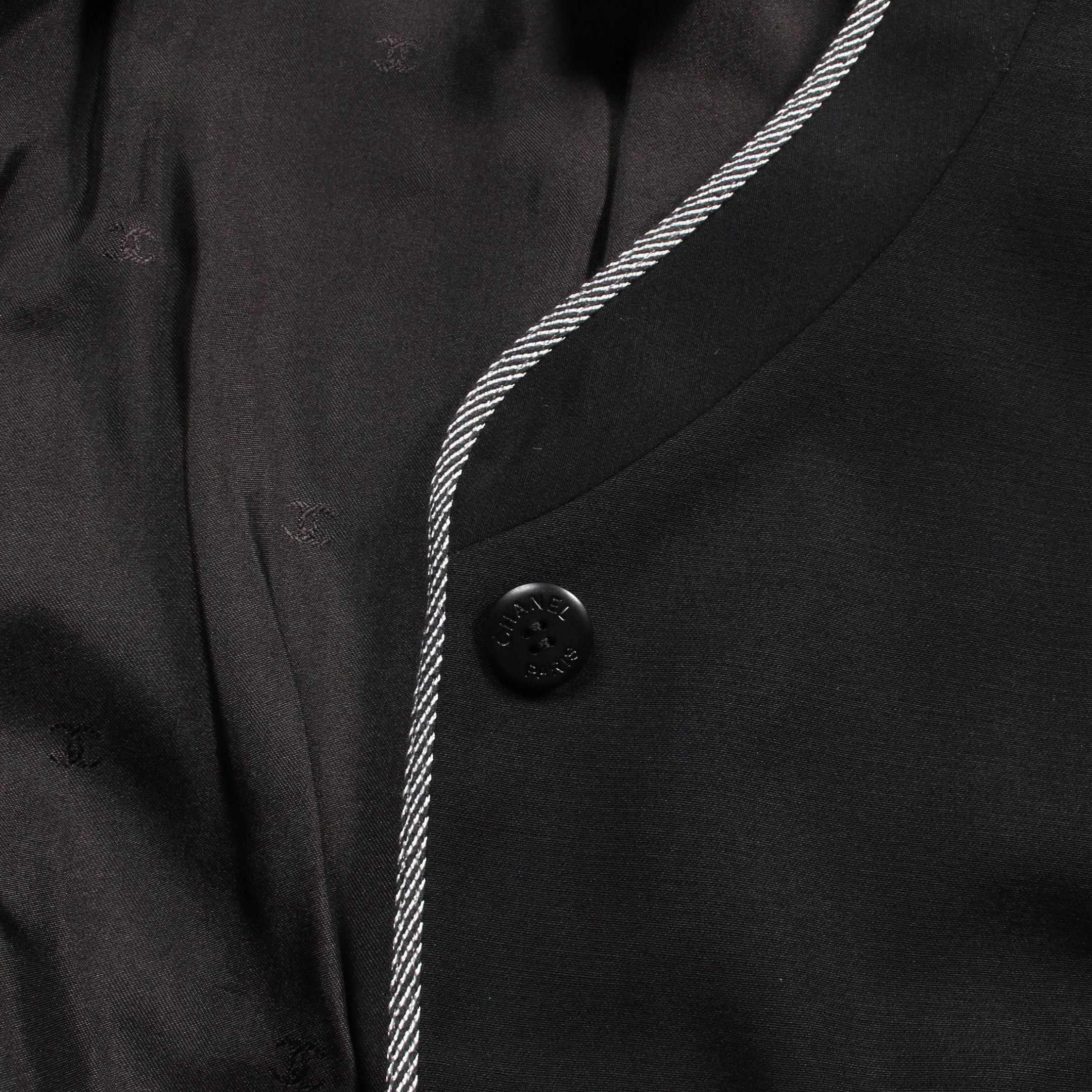 Chanel Chanel Cocomark Button Jacket Wool Black Light Gray 96P Size ONE SIZE - 7 Thumbnail