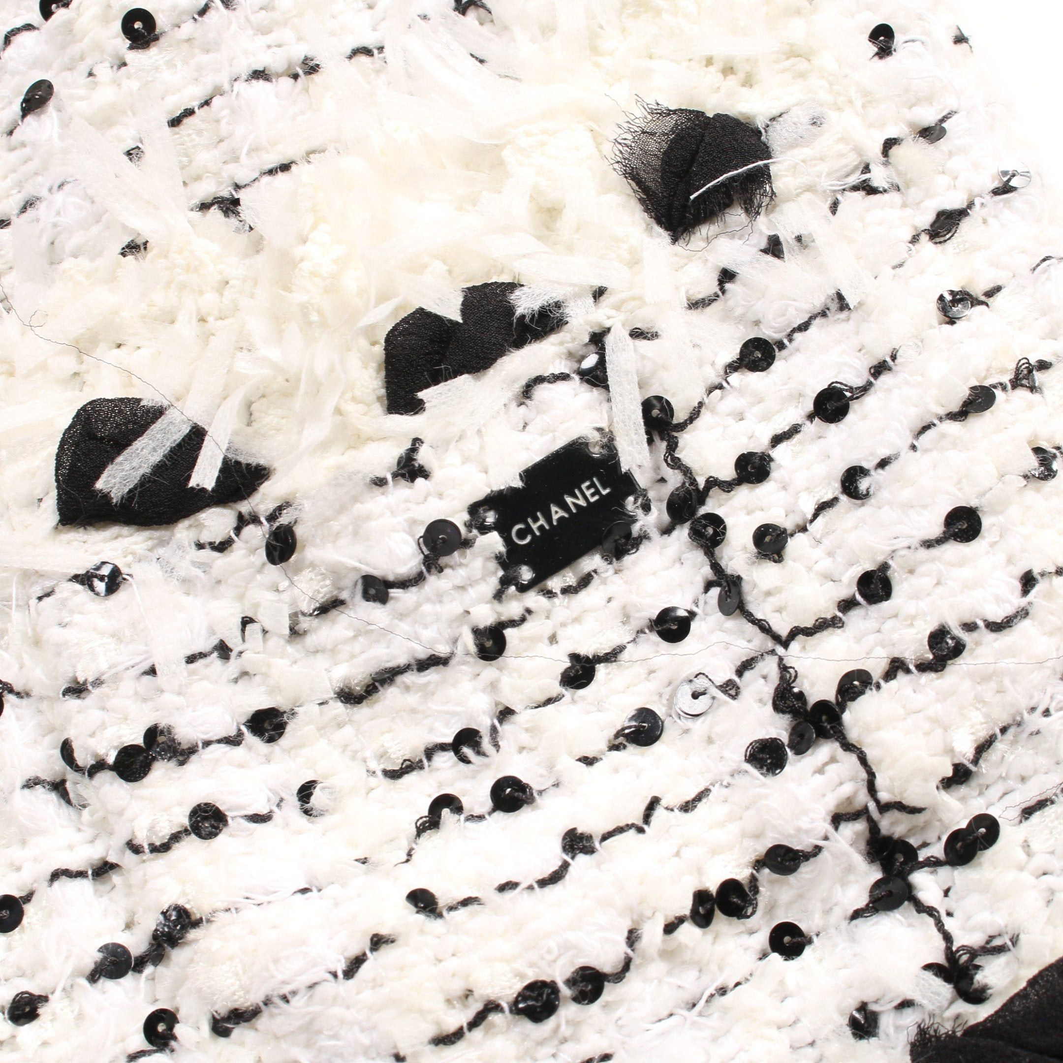 Chanel Chanel Jacket Sequin Tweed White Black Size ONE SIZE - 11 Thumbnail