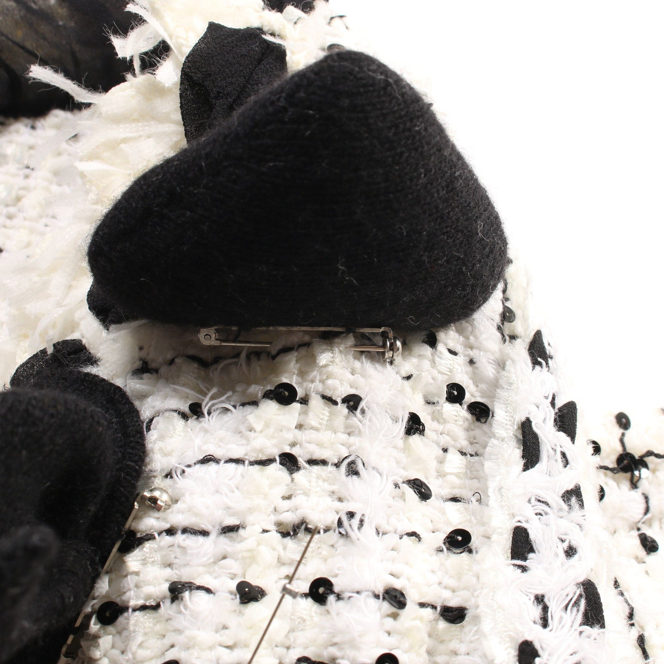 Chanel Chanel Jacket Sequin Tweed White Black Size ONE SIZE - 10 Thumbnail