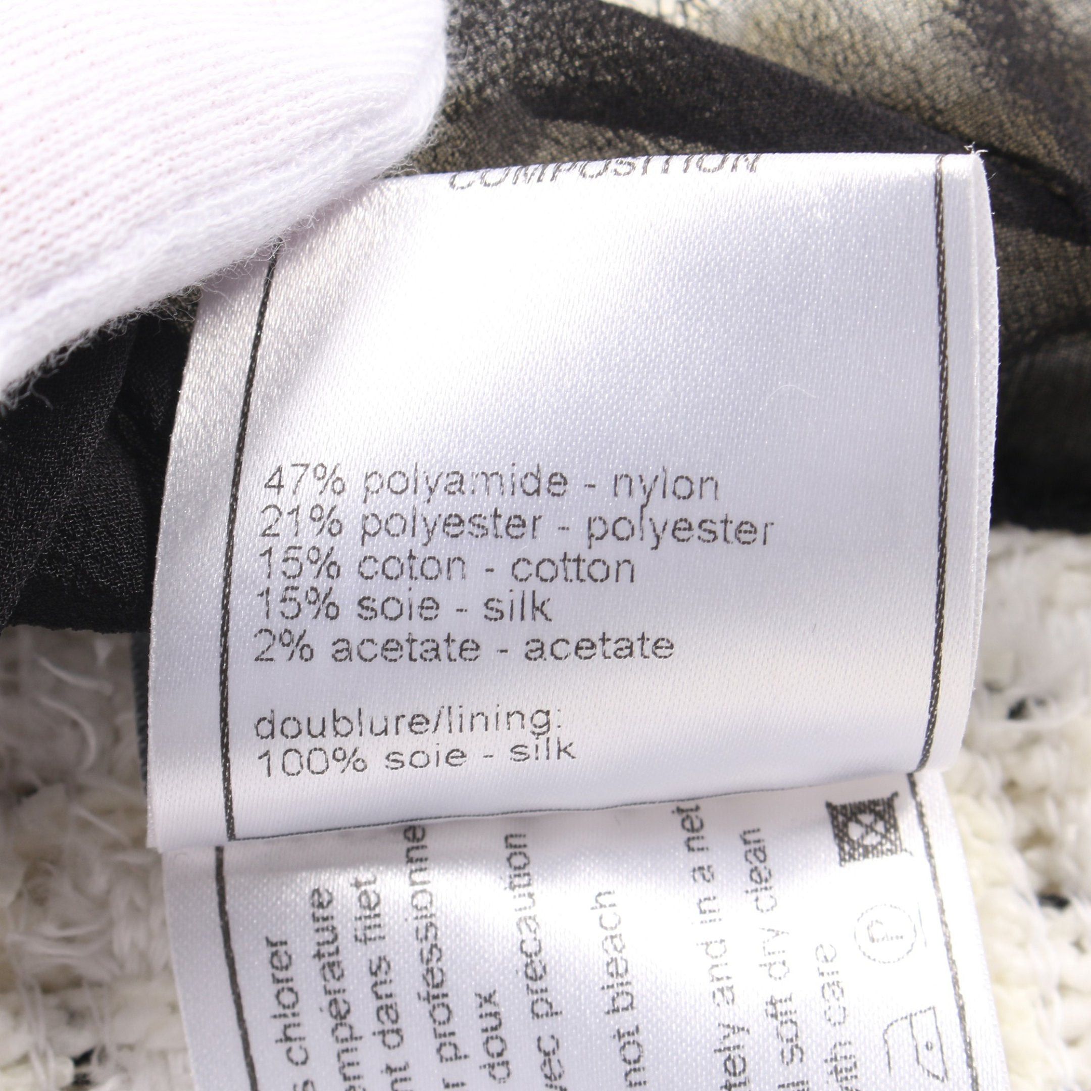Chanel Chanel Jacket Sequin Tweed White Black Size ONE SIZE - 4 Thumbnail