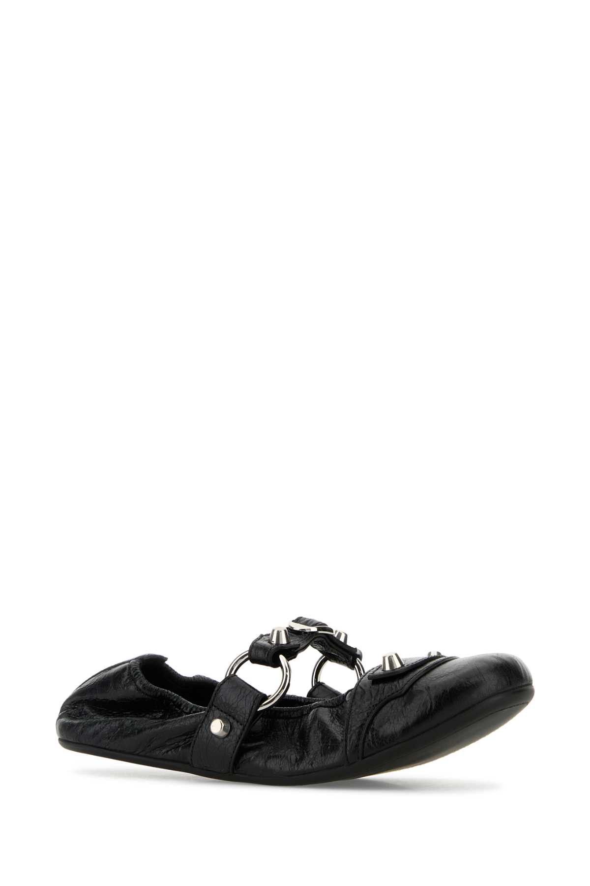 Balenciaga Black Leather City Ballerinas Size US 6 / IT 36 - 2 Thumbnail