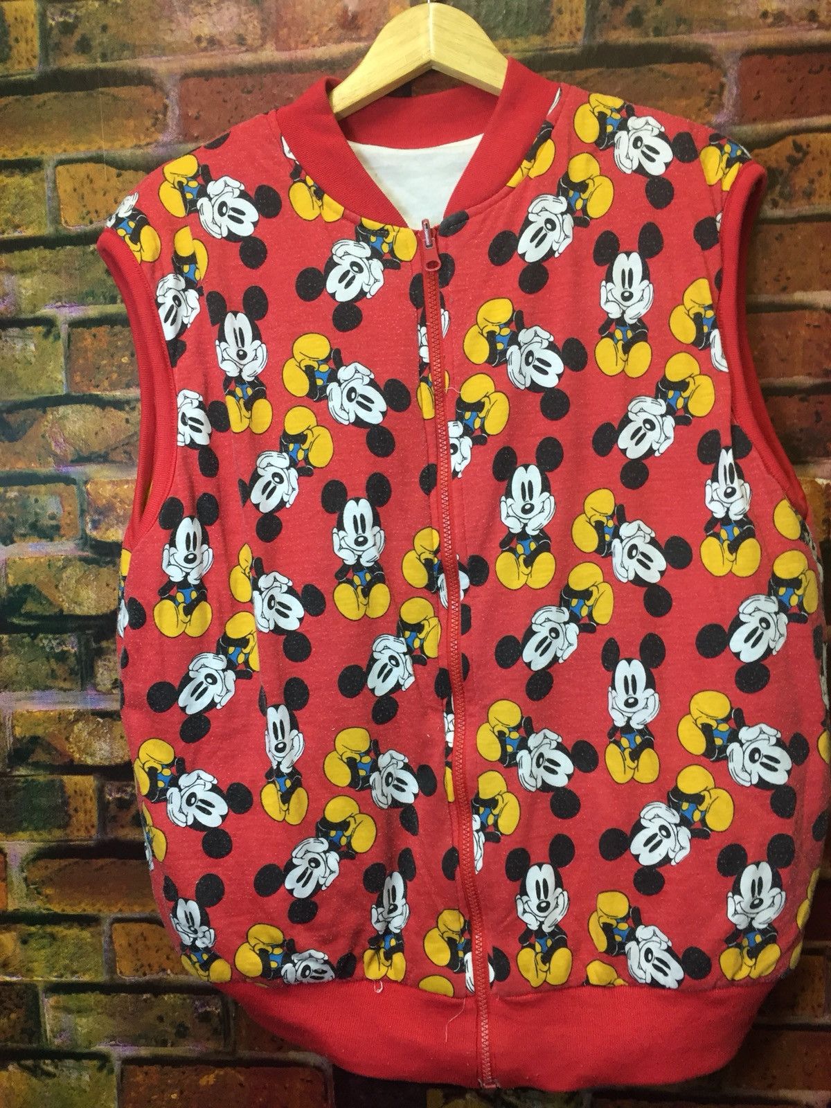 Disney × Mickey Mouse 🔥Revesible Vest Jacket Full Print Mickey Mouse Size 40L - 1 Thumbnail