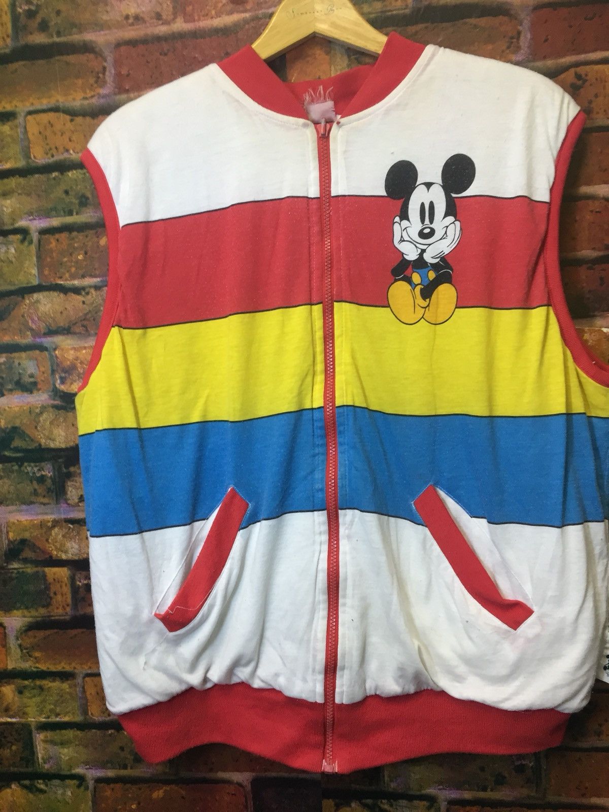 Disney × Mickey Mouse 🔥Revesible Vest Jacket Full Print Mickey Mouse Size 40L - 3 Thumbnail