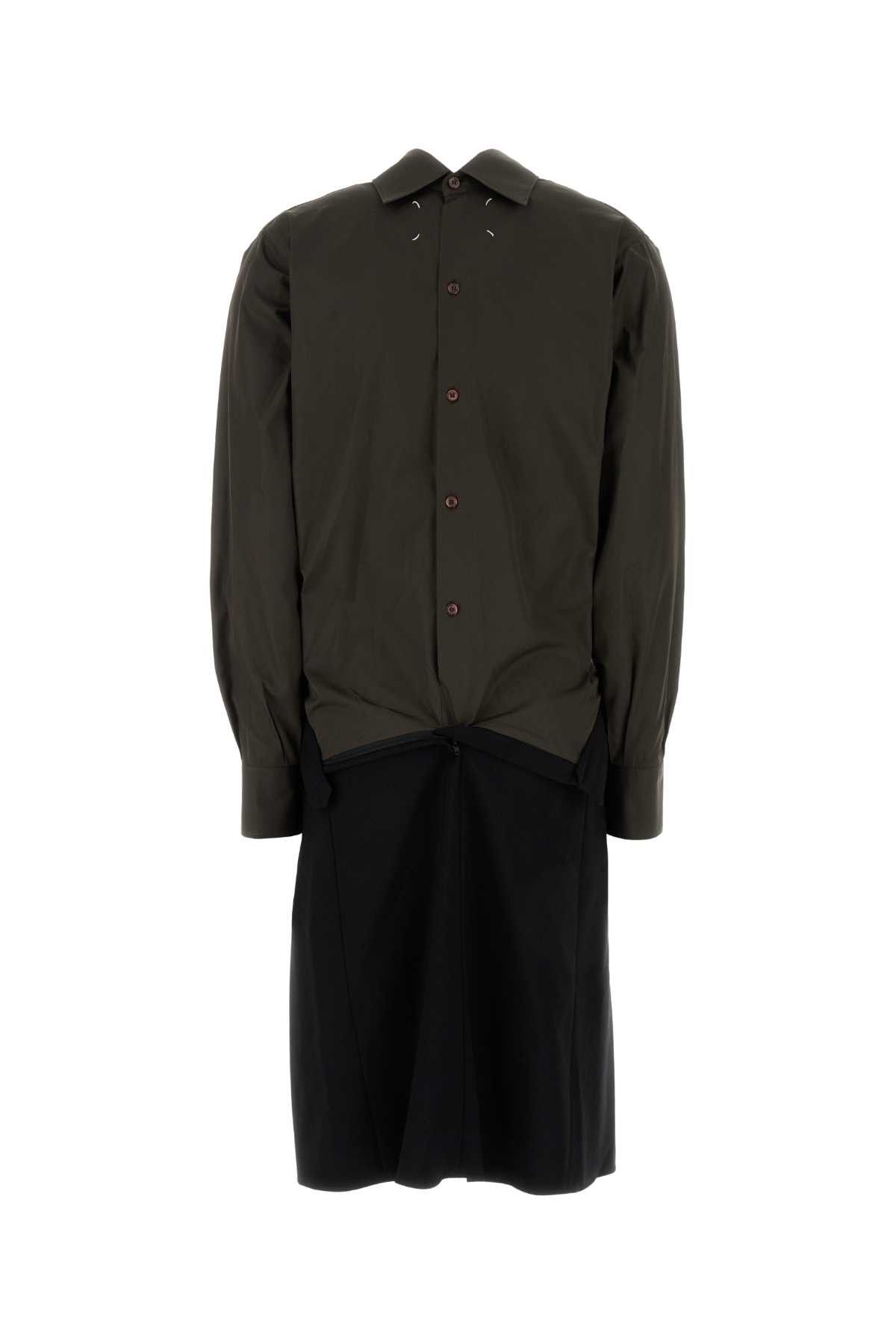 Maison Margiela Two-Tone Poplin And Wool Shirt Dress Size M / US 6-8 / IT 42-44 - 2 Thumbnail
