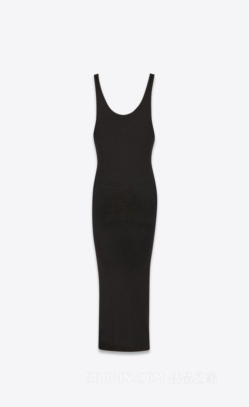 Saint Laurent Paris tank top dress in ribbed silk jersey Size XXL / US 16-18 / IT 52-54 - 2 Thumbnail
