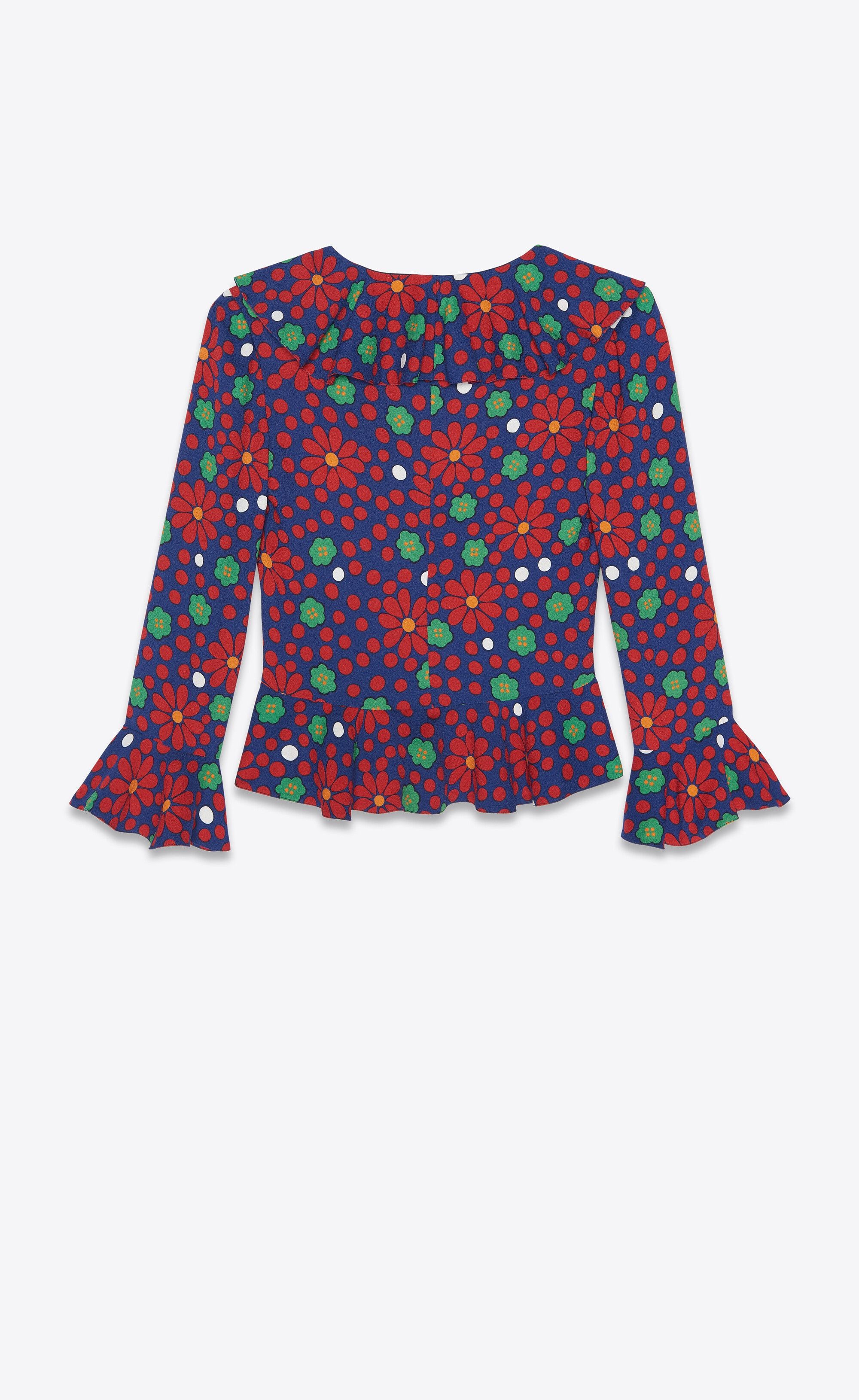 Saint Laurent Paris ruffled blouse in sablé saint laurent Size XS / US 0-2 / IT 36-38 - 2 Thumbnail