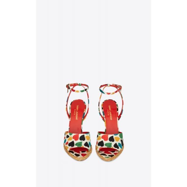 Saint Laurent Paris Paloma wedge espadrillas in heart jacquard Size US 12 / IT 42 - 3 Thumbnail
