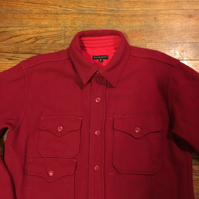 Engineered Garments Engineered Garments Red 19 Oz Melton Wool CPO Shirt ...