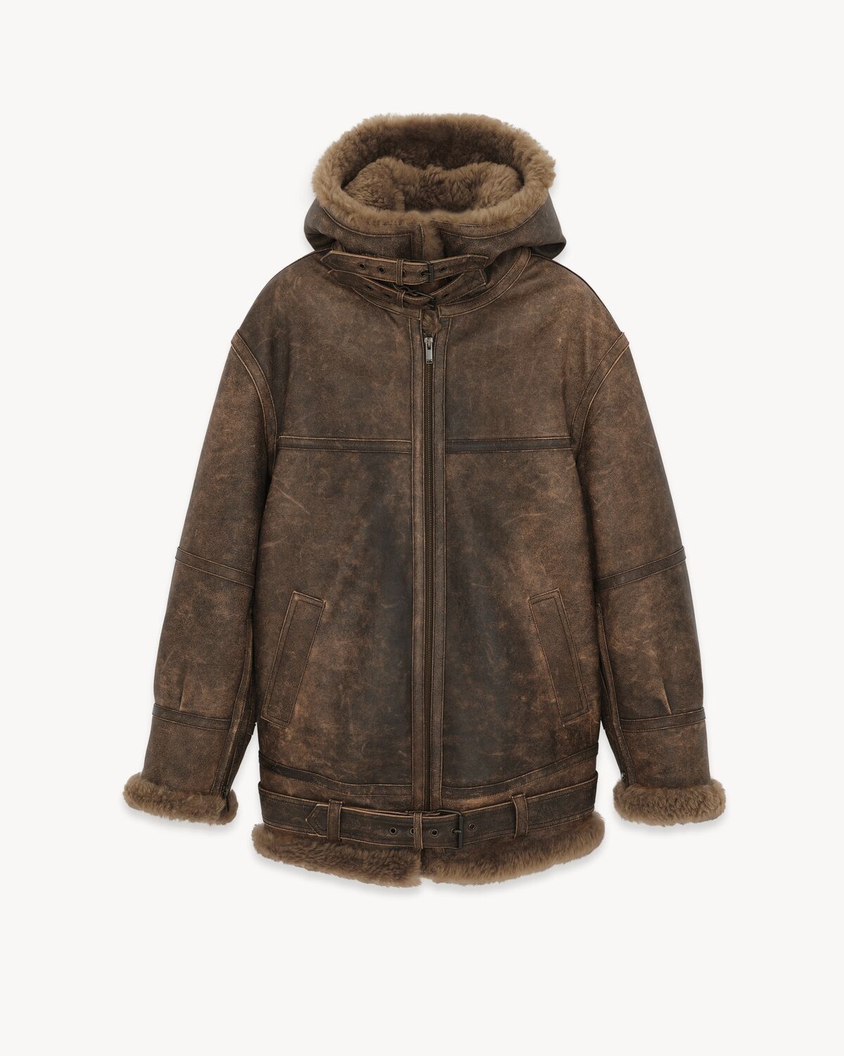 Saint Laurent Paris aviator jacket in aged lambskin and shearling Size XS / US 0-2 / IT 36-38 - 2 Thumbnail