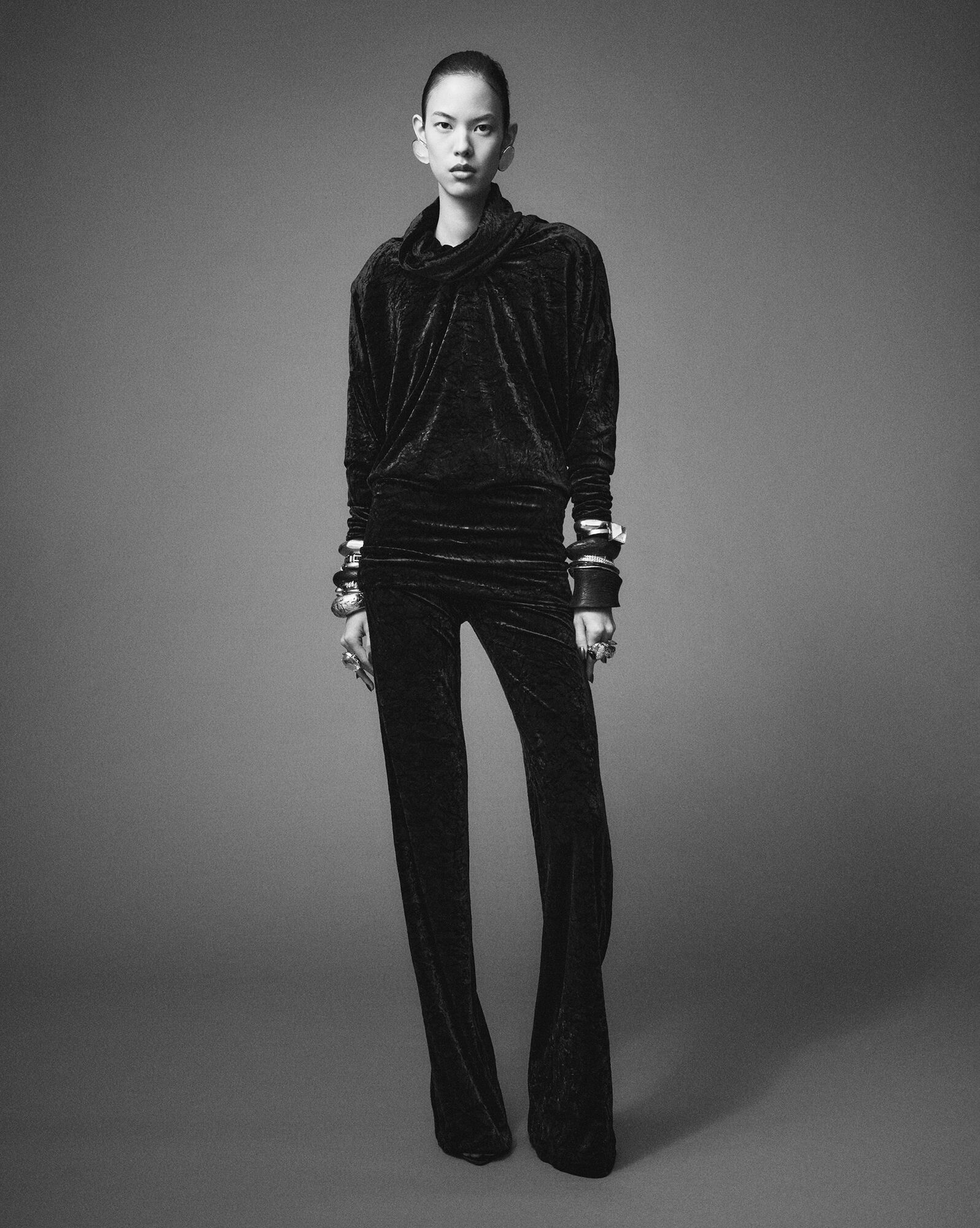 Saint Laurent Paris high-neck top in velvet Size M / US 6-8 / IT 42-44 - 2 Thumbnail
